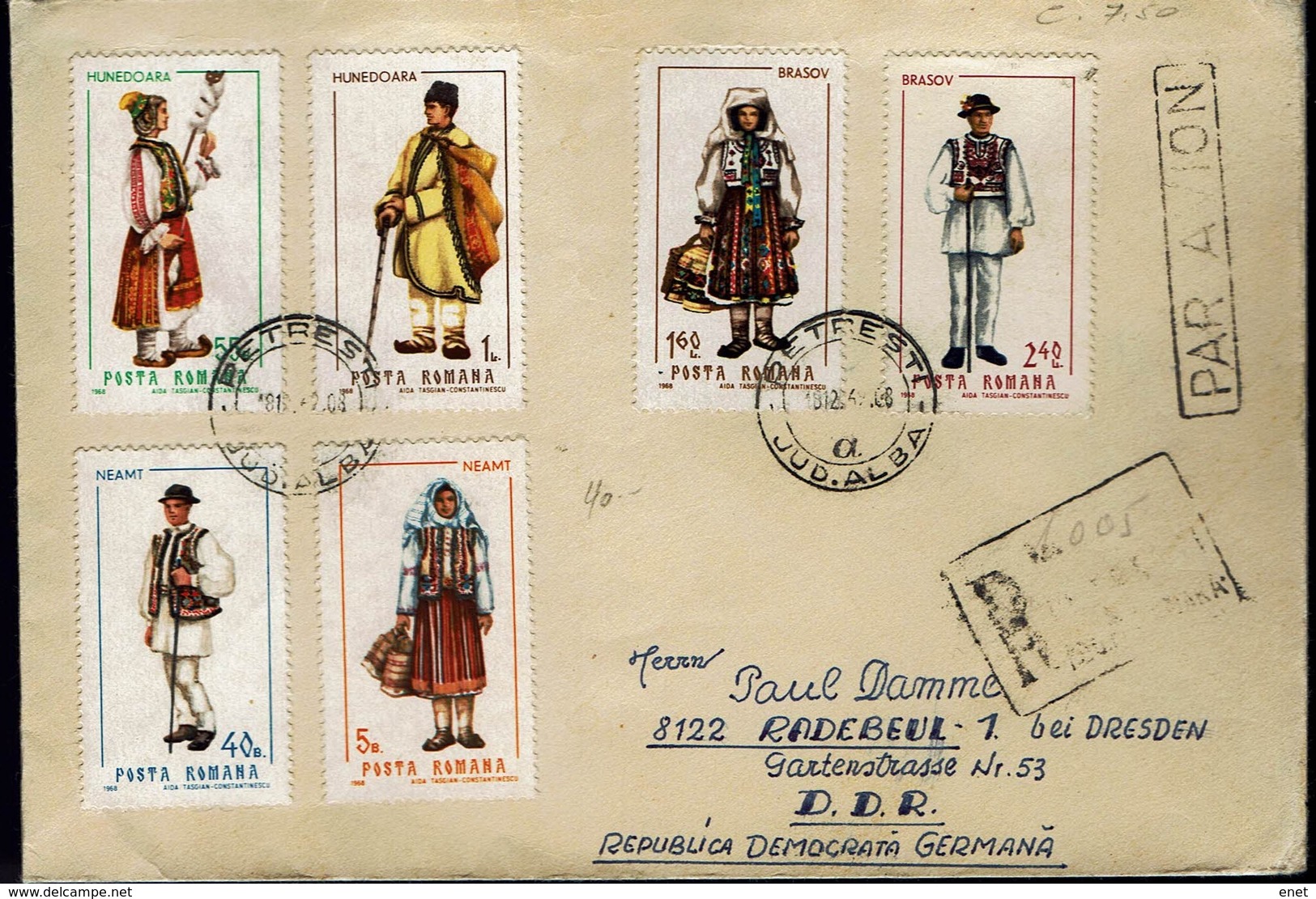 Rumänien Romanal 1968 - Trachten - MiNr 2732-2737 Auf Brief - Kostüme