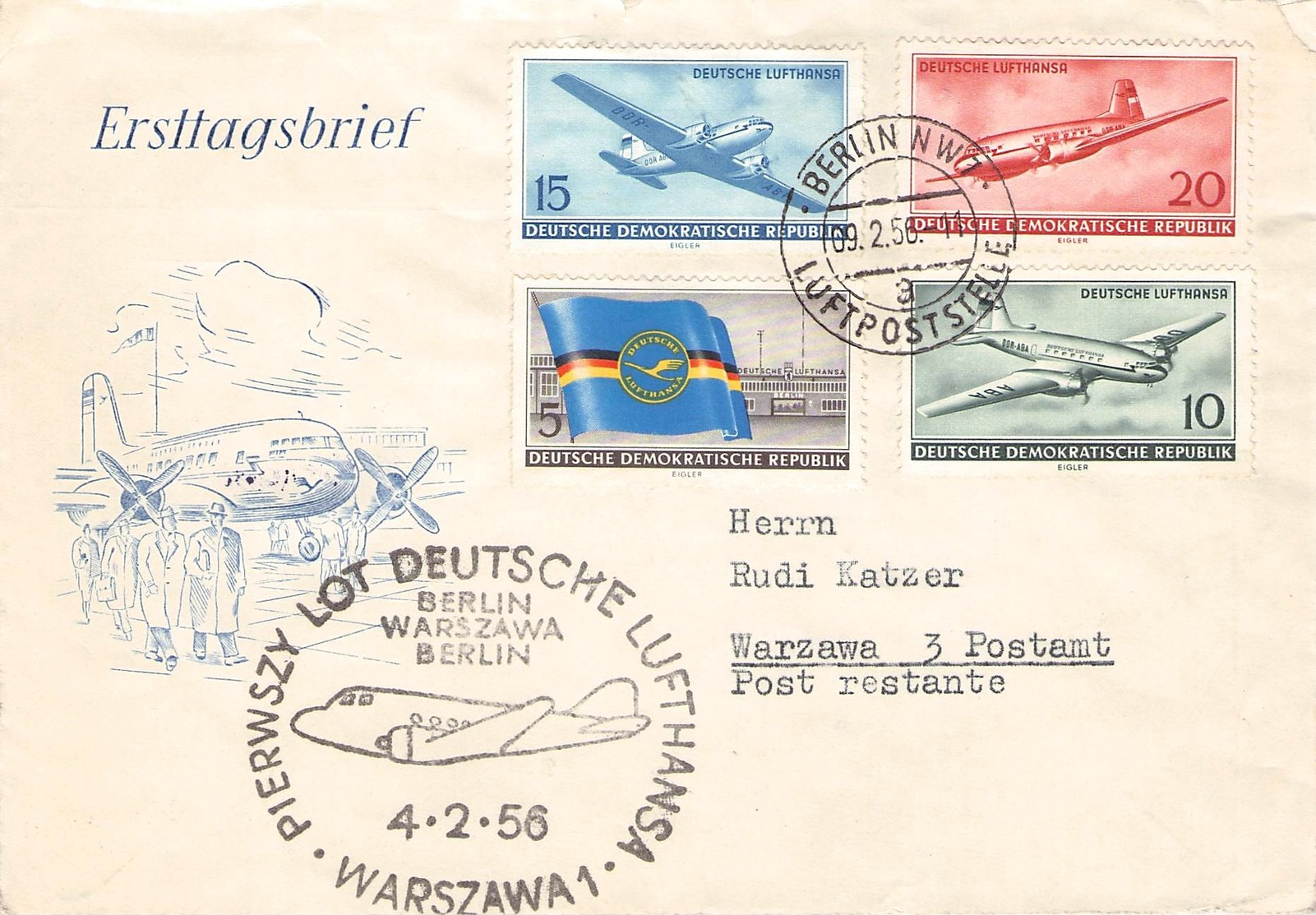 DDR - BRIEF 1956 LUFTVERKEHR Mi #515-515 - Briefe U. Dokumente