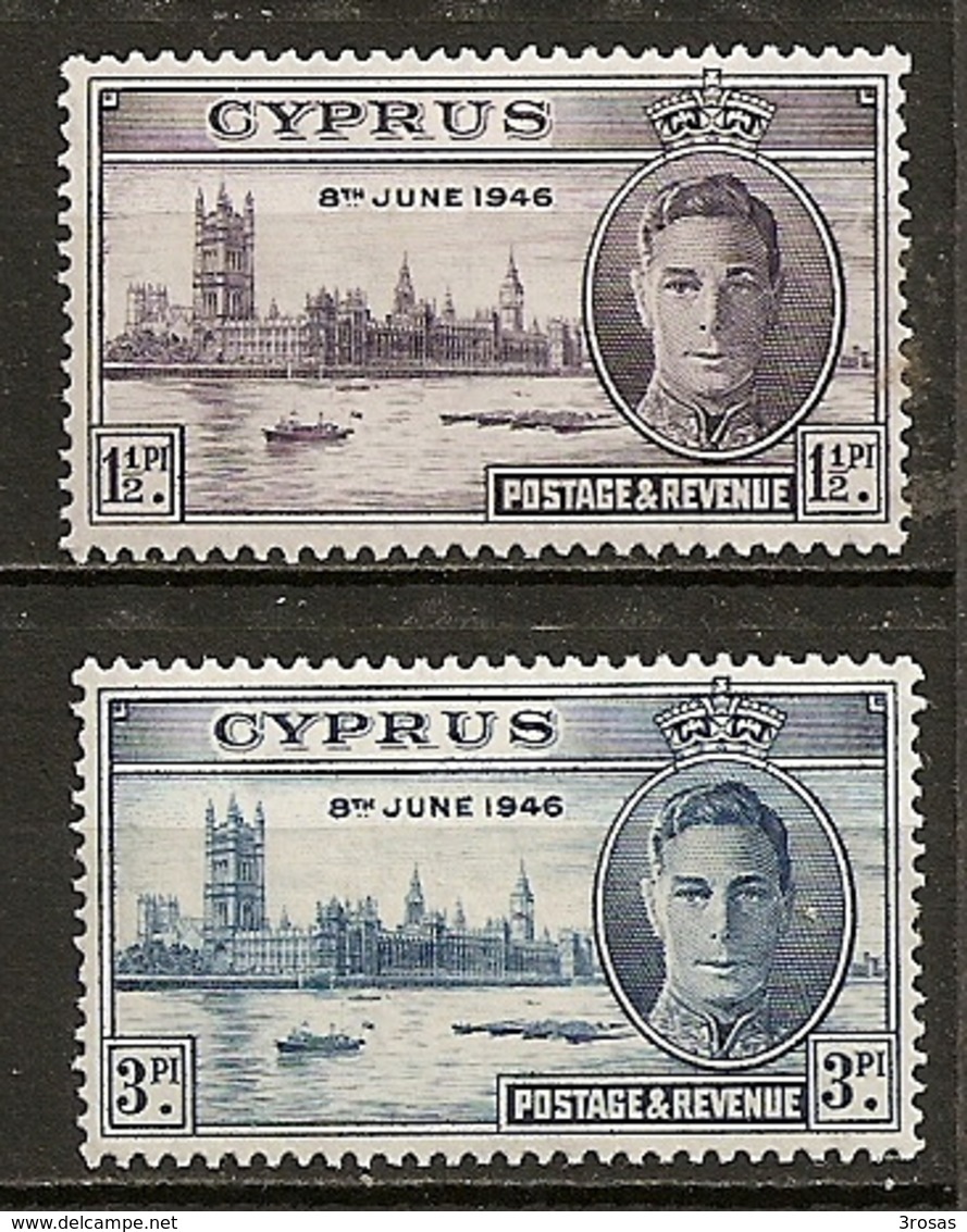 Chypre Cyprus 1946 Paix Peace Set Complete M * - Used Stamps