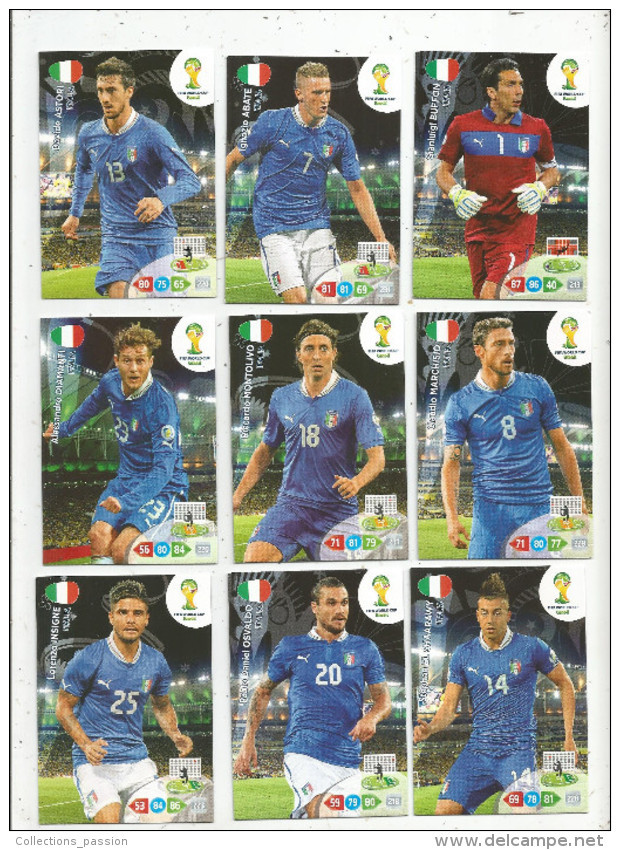G-I-E , Trading Cards , Carte PANINI , Football , FIFA WORLD CUP , BRASIL , Brésil 2014 , ITALIA , LOT DE 9 CARTES - Trading Cards