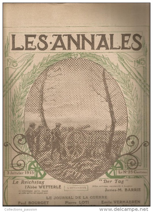Journal LES ANNALES , 3 Janvier 1915 , Le Journal De La Guerre , Militaria  ,le Reichstag , Frais Fr : 2.50€ - Andere & Zonder Classificatie