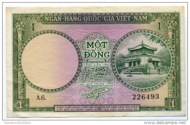 South Vietnam Viet Nam 1 Dong AU Banknote 1956 - Vietnam