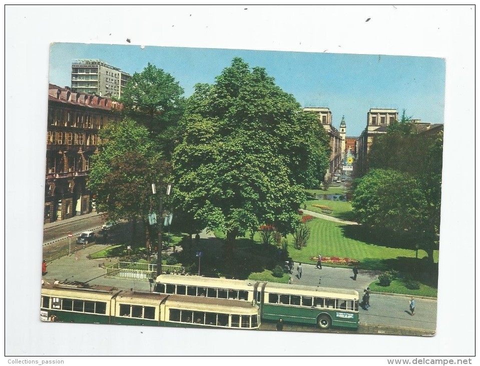 Cp , Automobile , BUS & AUTOCAR , TORINO , Piazza Carlo Felice E Via Roma , Vierge , Ed : Marzari - Autobus & Pullman