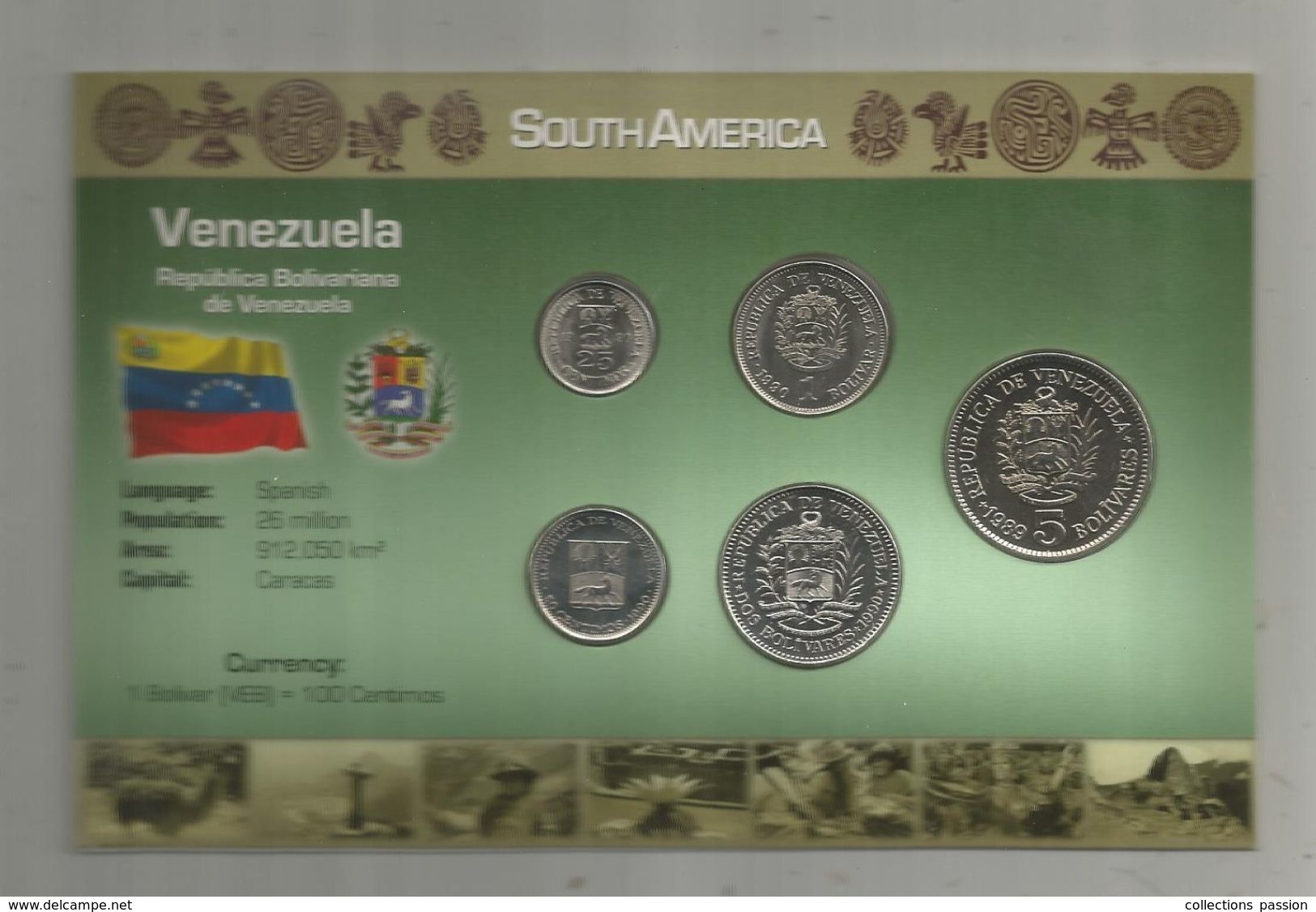 Monnaie , VENEZUELA ,  Trésor Du Patrimoine, UNC , SET DE 5 PIECES , 2 Scans,  Frais Fr : 2.70 E - Venezuela