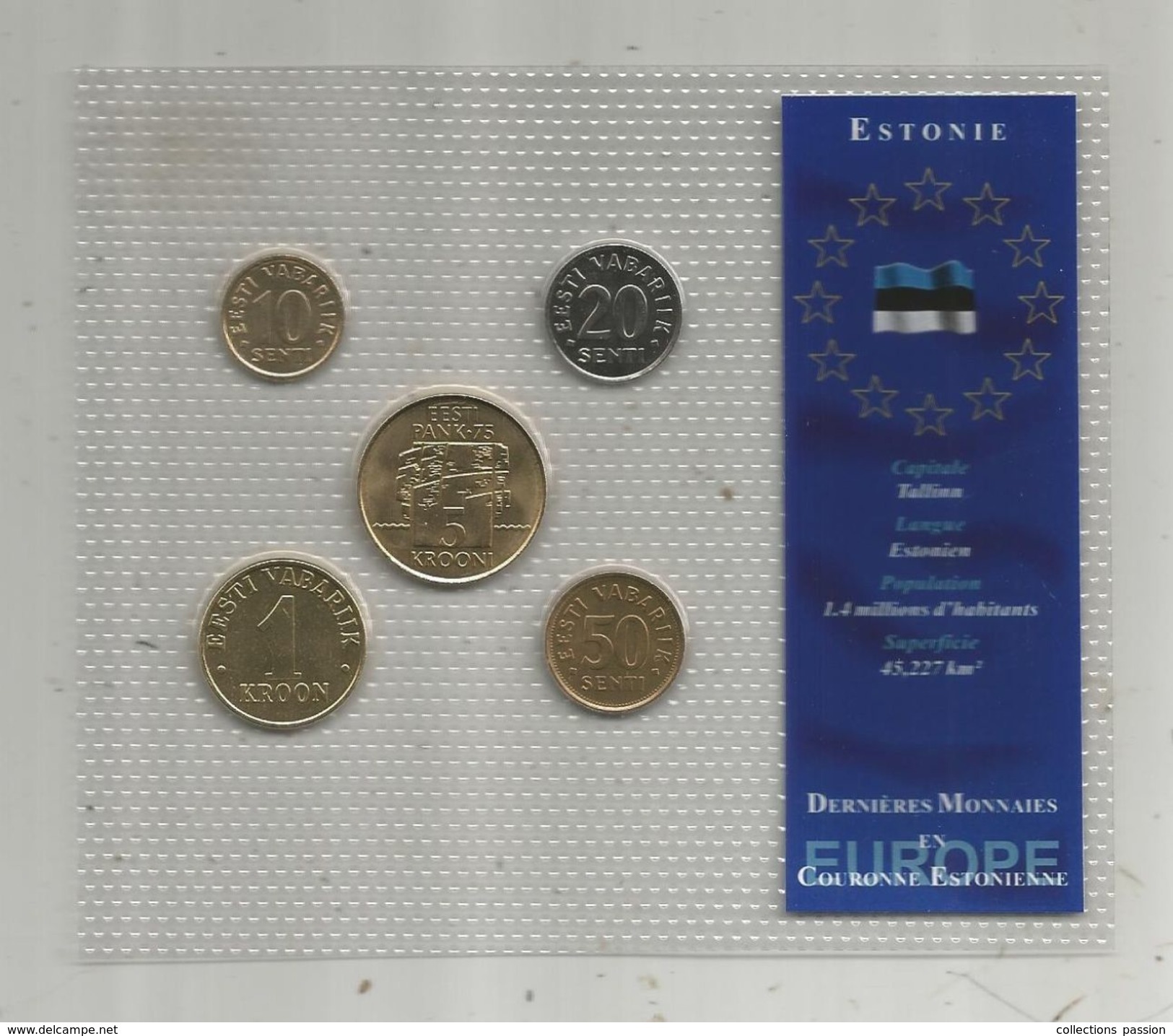 Monnaie , Estonie , FDC Sous Blister D'origine , Dernieres Monnaies En Couronne Estonienne , Blister De 5 PIECES - Estonia