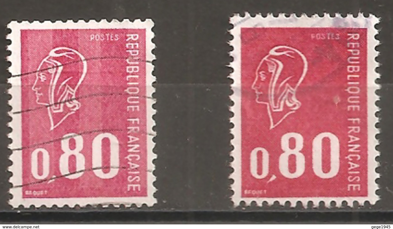 France Oblitéré De 1974    N° 1816  &  N° 1816a     -   80 C  Rouge - 1971-1976 Maríanne De Béquet