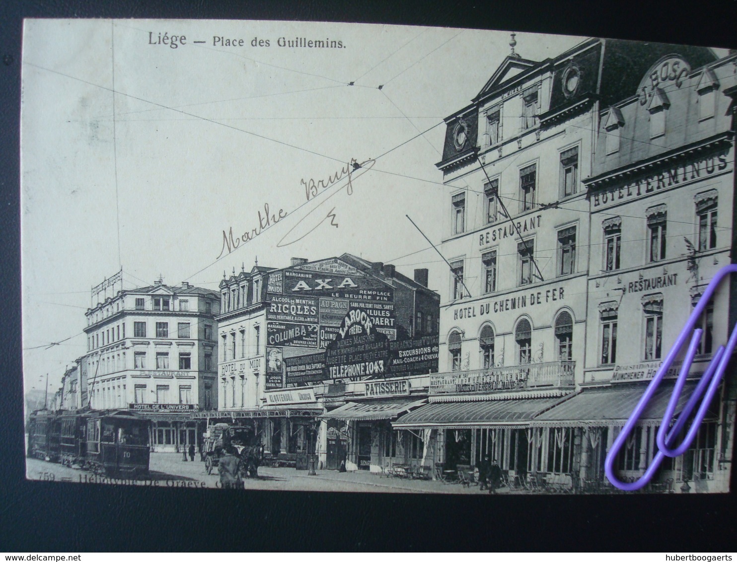 Liège : Place Des GUILLEMINS  Et L'hôtel Du Chemin De Fer  En 1908 - Liege