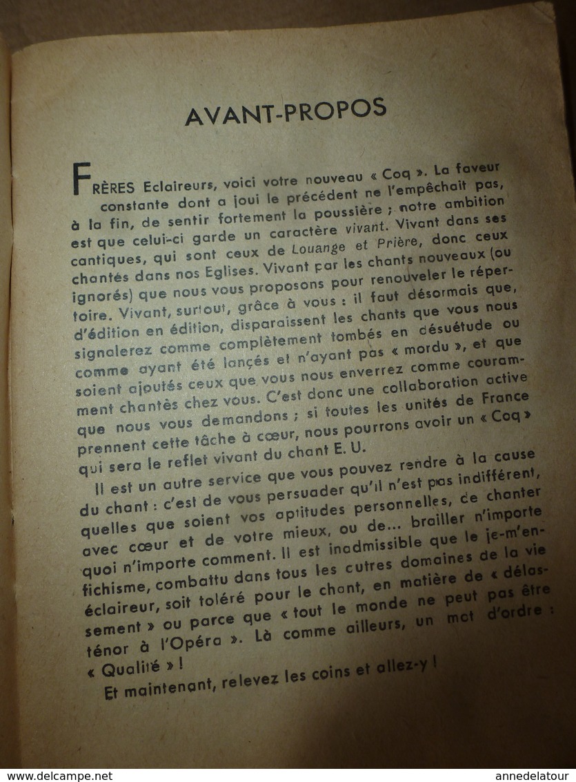 1947 LE COQ Chansonnier Scout Des Eclaireurs Unionistes De France -  Illustré Par Le Page - Scouting