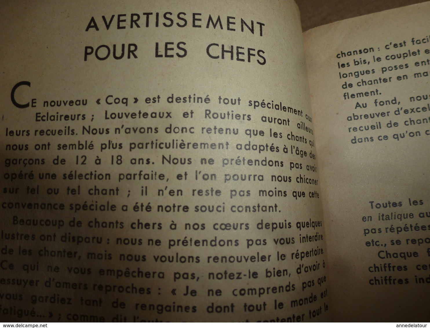 1947 LE COQ chansonnier scout des Eclaireurs Unionistes de France -  illustré par Le Page