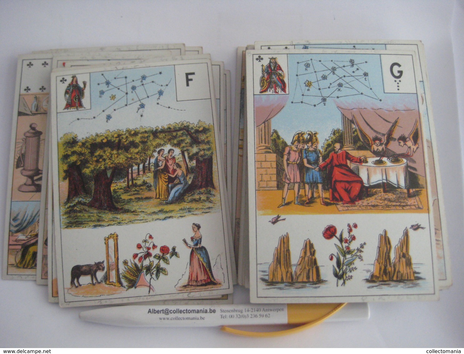 49 CURIEUSE CARTES A JOUER ASTRONOMIE  DIVINATION astronomie  TAROT JEU DE CARTES toutes photographiés RARE c1900 litho