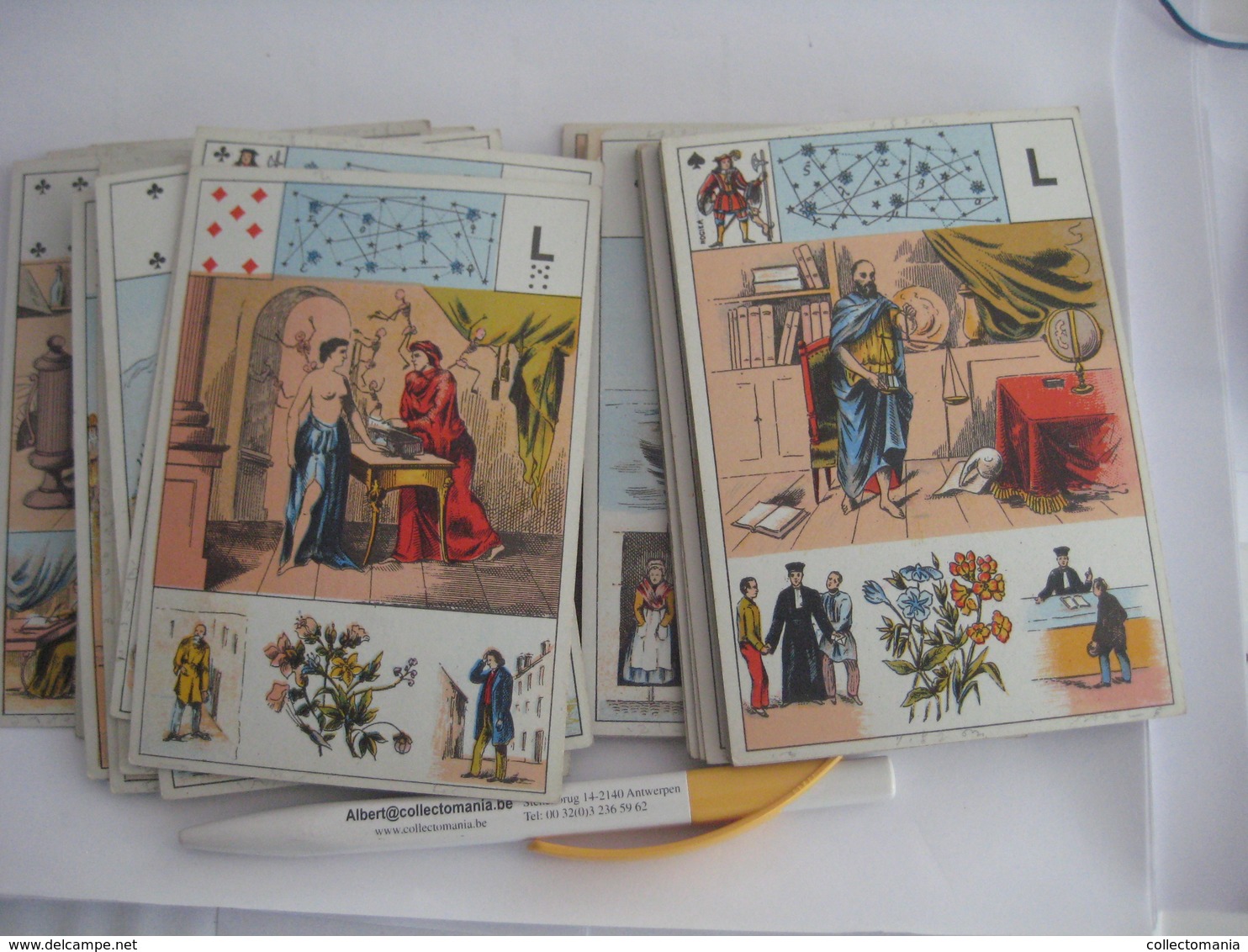 49 CURIEUSE CARTES A JOUER ASTRONOMIE  DIVINATION astronomie  TAROT JEU DE CARTES toutes photographiés RARE c1900 litho