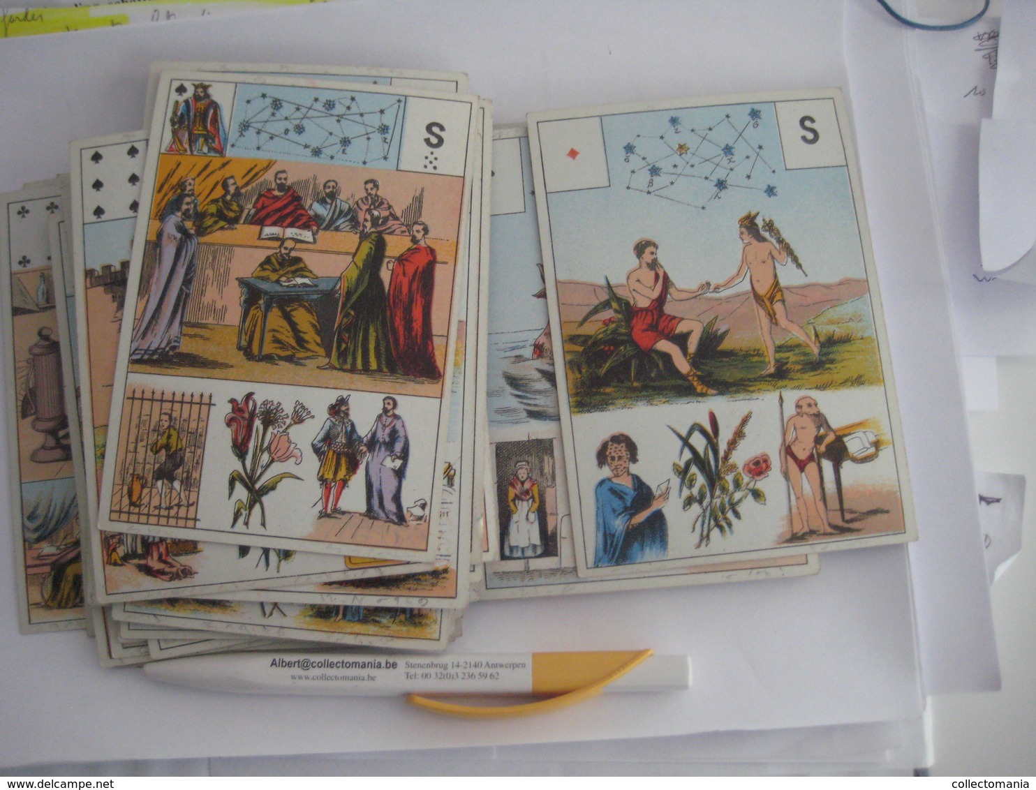 49 CURIEUSE CARTES A JOUER ASTRONOMIE  DIVINATION astronomie  TAROT JEU DE CARTES toutes photographiés RARE c1900 litho