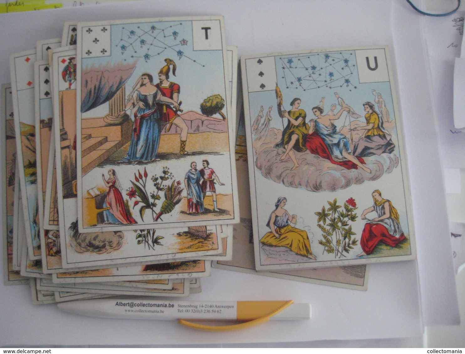 49 CURIEUSE CARTES A JOUER ASTRONOMIE  DIVINATION astronomie  TAROT JEU DE CARTES toutes photographiés RARE c1900 litho