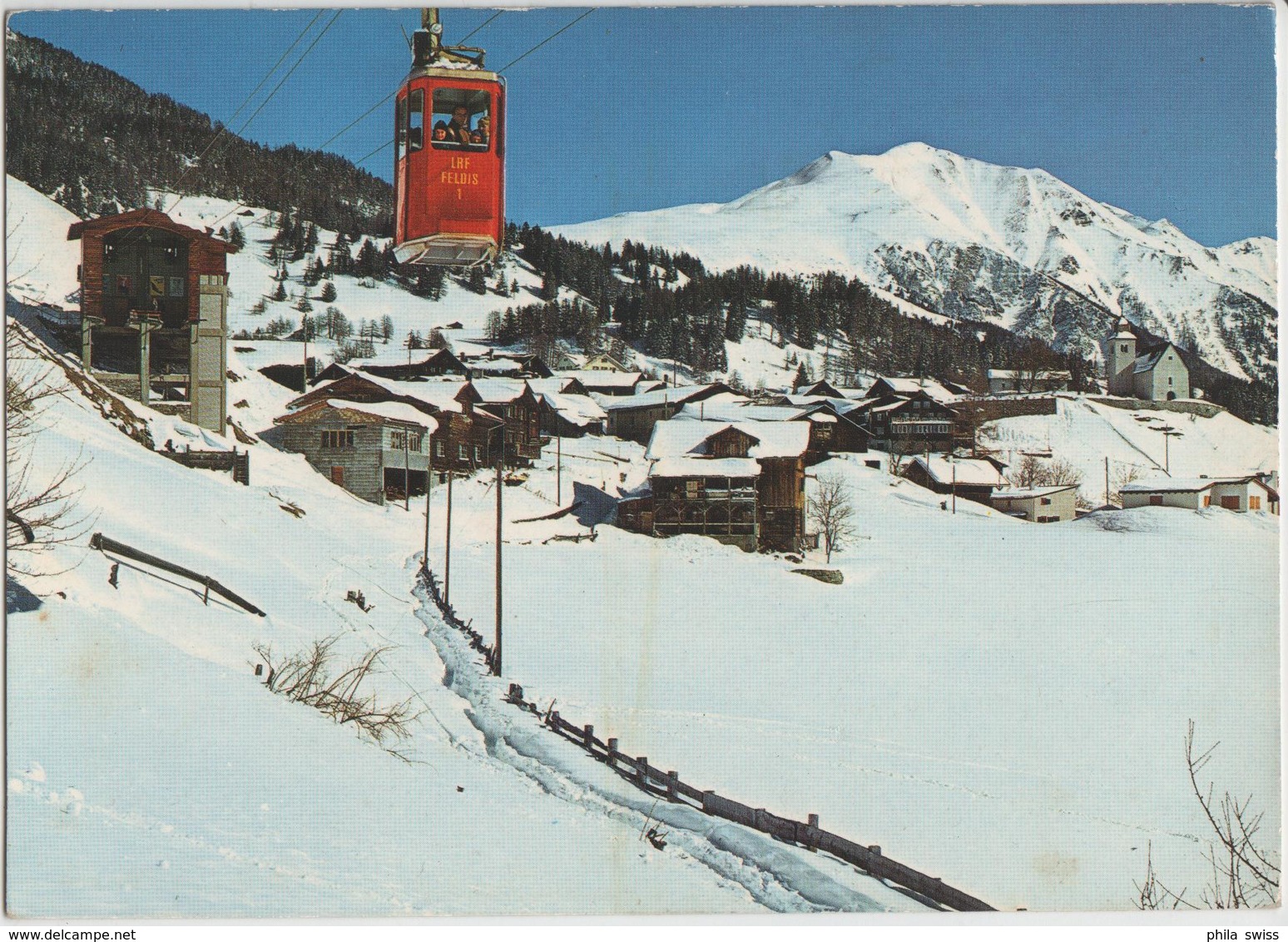 Feldis/Veulden Mit Luftseilbahn Rhäzüns-Feldis Und Faulhorn - Photo: Gross - Autres & Non Classés