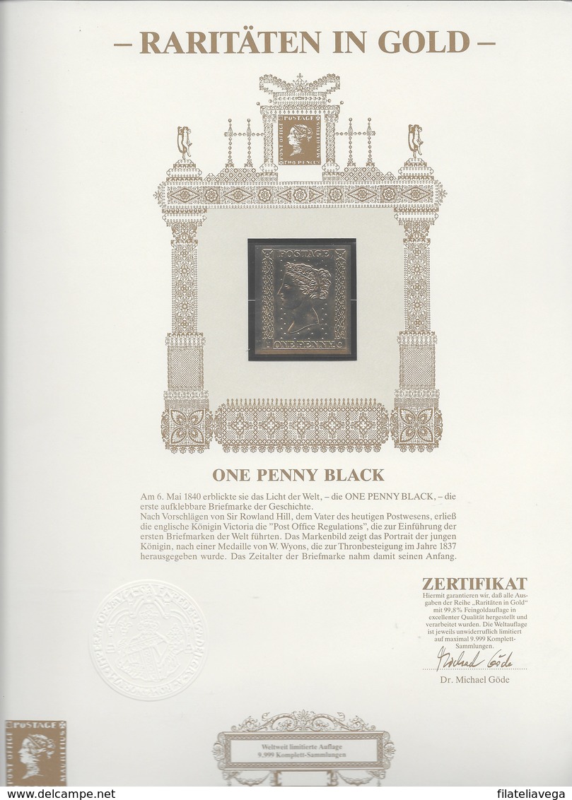 Sello De Inglaterra "BLACK PENNY" De Oro  (GOLDEN STAMP) - Errors, Freaks & Oddities (EFOs