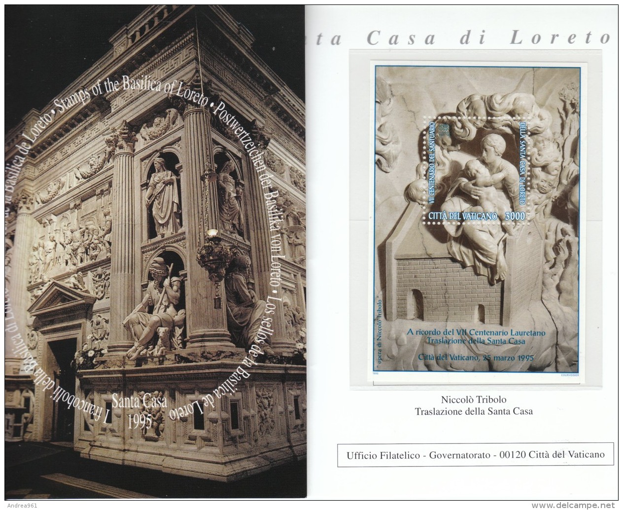 Vaticano 1995 - Santa Casa Di Loreto - Folder Contenente Serie E Foglietto Nuovi - Nuovi