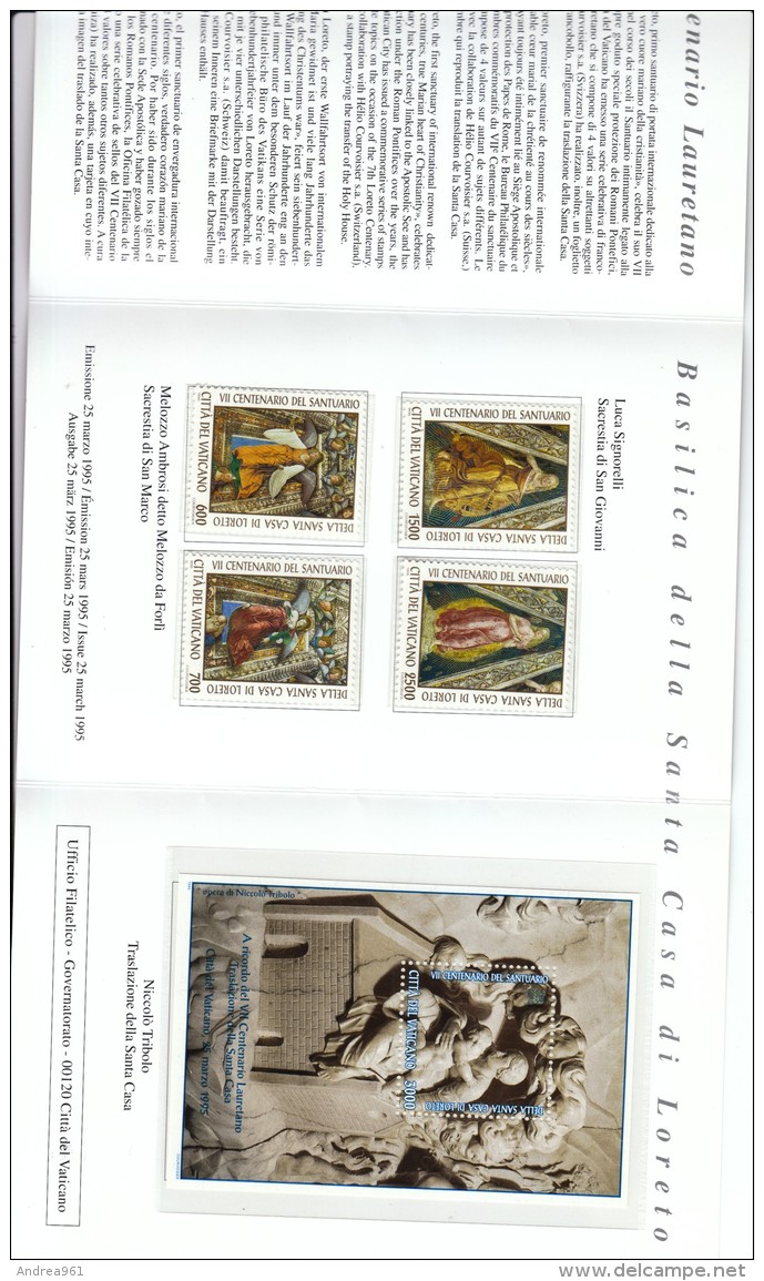Vaticano 1995 - Santa Casa Di Loreto - Folder Contenente Serie E Foglietto Nuovi - Nuovi