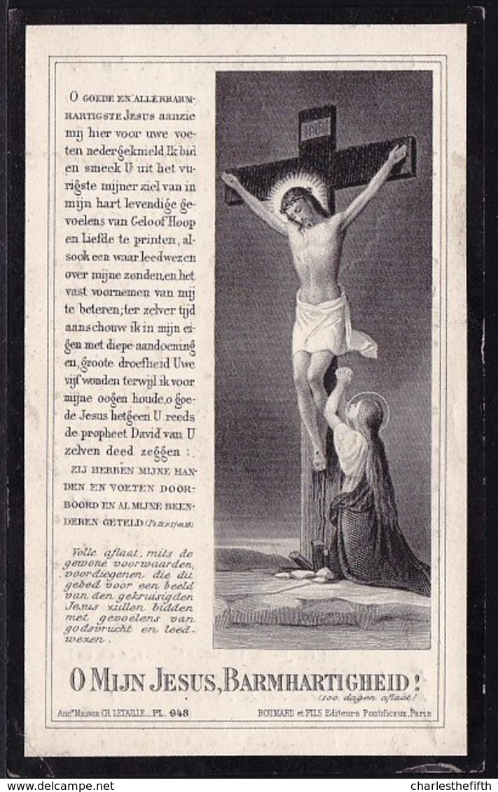 OVERLIJDENSBERICHT * MARIA PAELINCK - 1844 Schellebelle +1906 Auwegem * - Images Religieuses