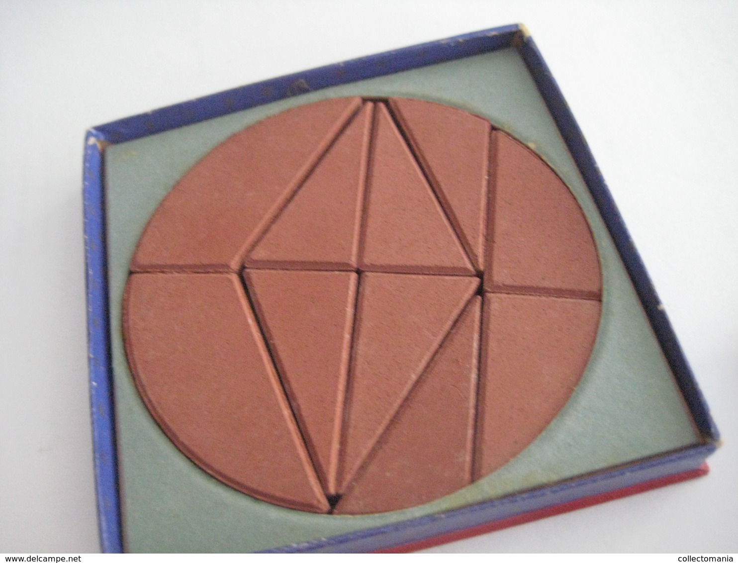 1 boite (doos, box) RARE c1900 litho problem of the circle, complete perfect, with booklet, mit buchlein 9cmX9cm RICHTER