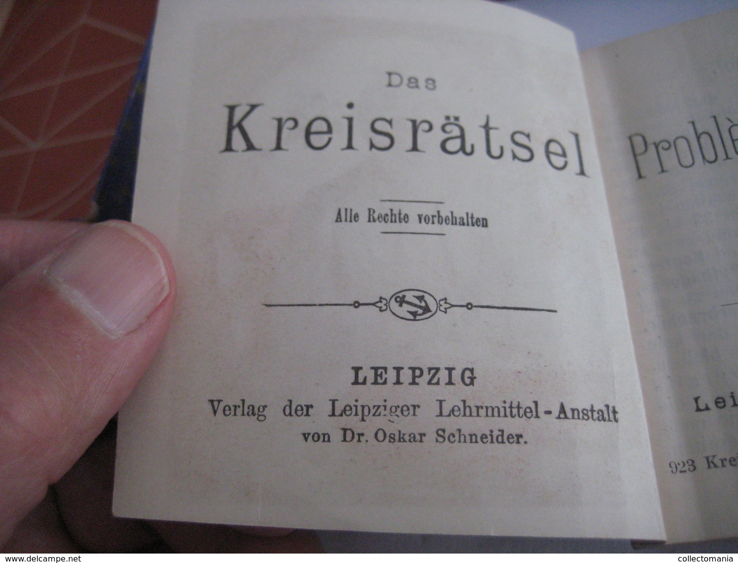 1 boite (doos, box) RARE c1900 litho problem of the circle, complete perfect, with booklet, mit buchlein 9cmX9cm RICHTER