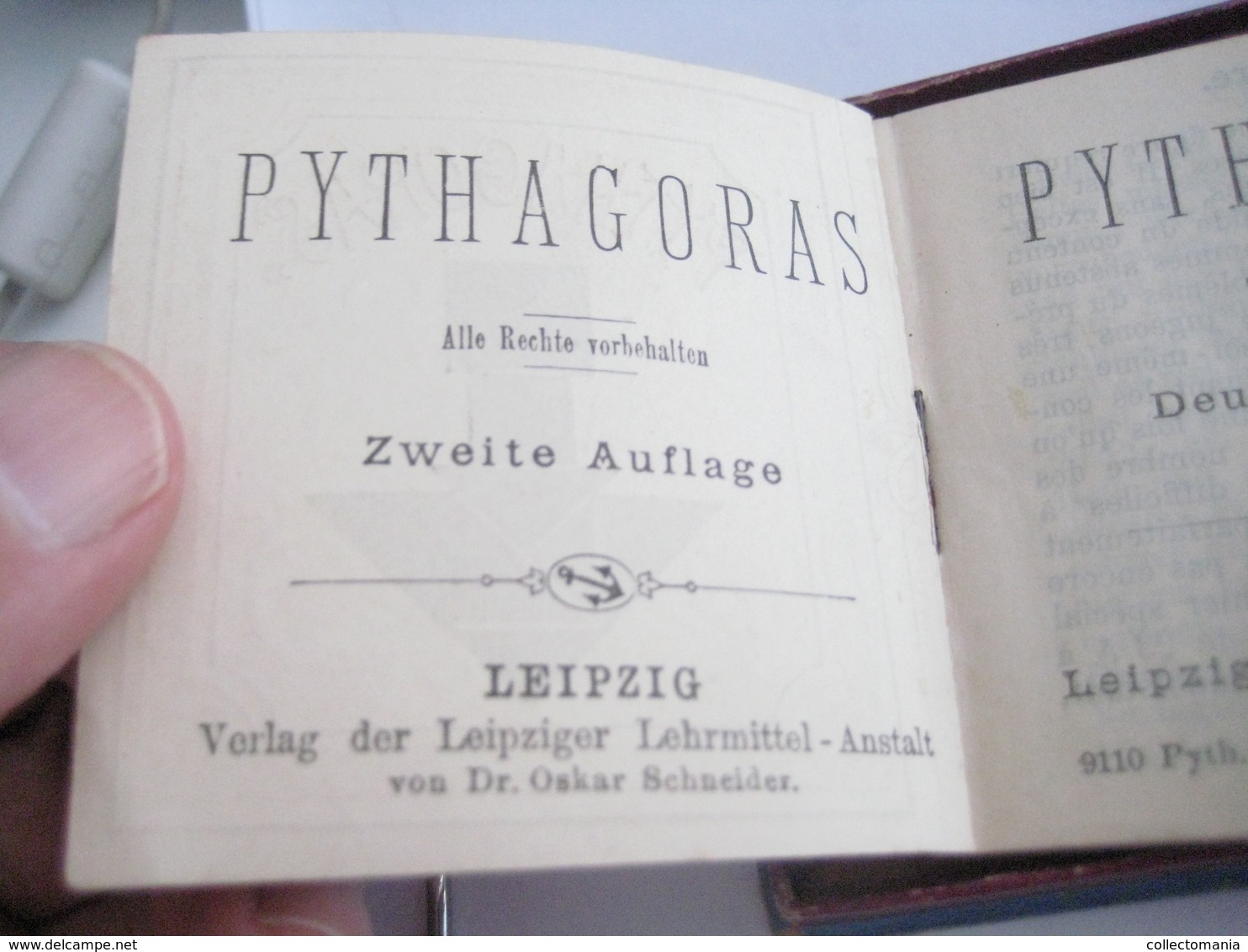 1 boite (doos, box) RARE c1900 litho problem PYTHAGORAS, complete perfect, with booklet, mit buchlein 9cmX9cm RICHTER