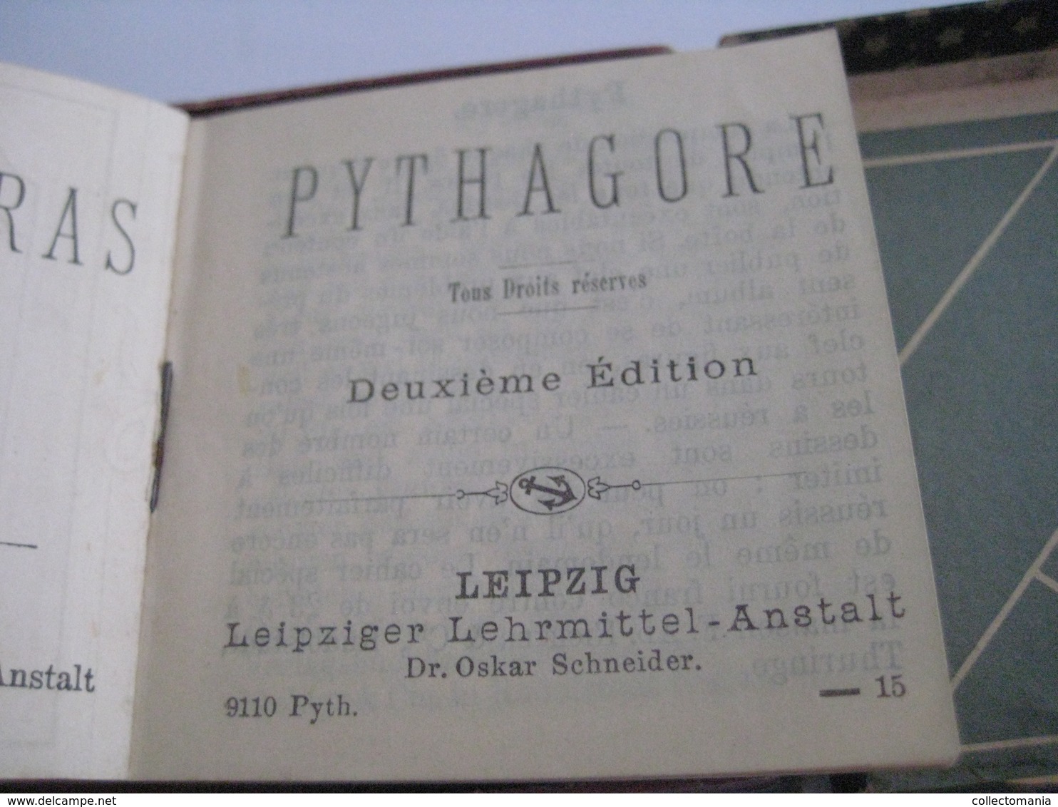 1 boite (doos, box) RARE c1900 litho problem PYTHAGORAS, complete perfect, with booklet, mit buchlein 9cmX9cm RICHTER