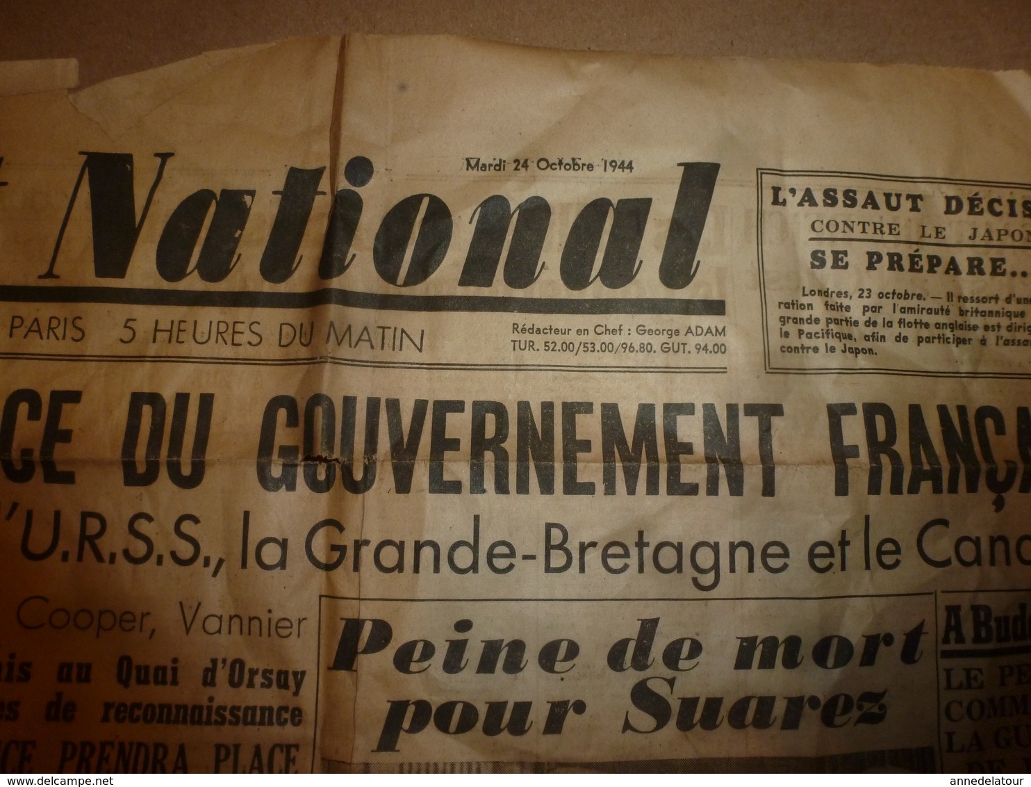 1944 FRONT NATIONAL --->Assaut Du Reich à L'Est, à L'Ouest Et Au Sud ; Reconnaissance Du Gouvernement Français;etc - Autres & Non Classés