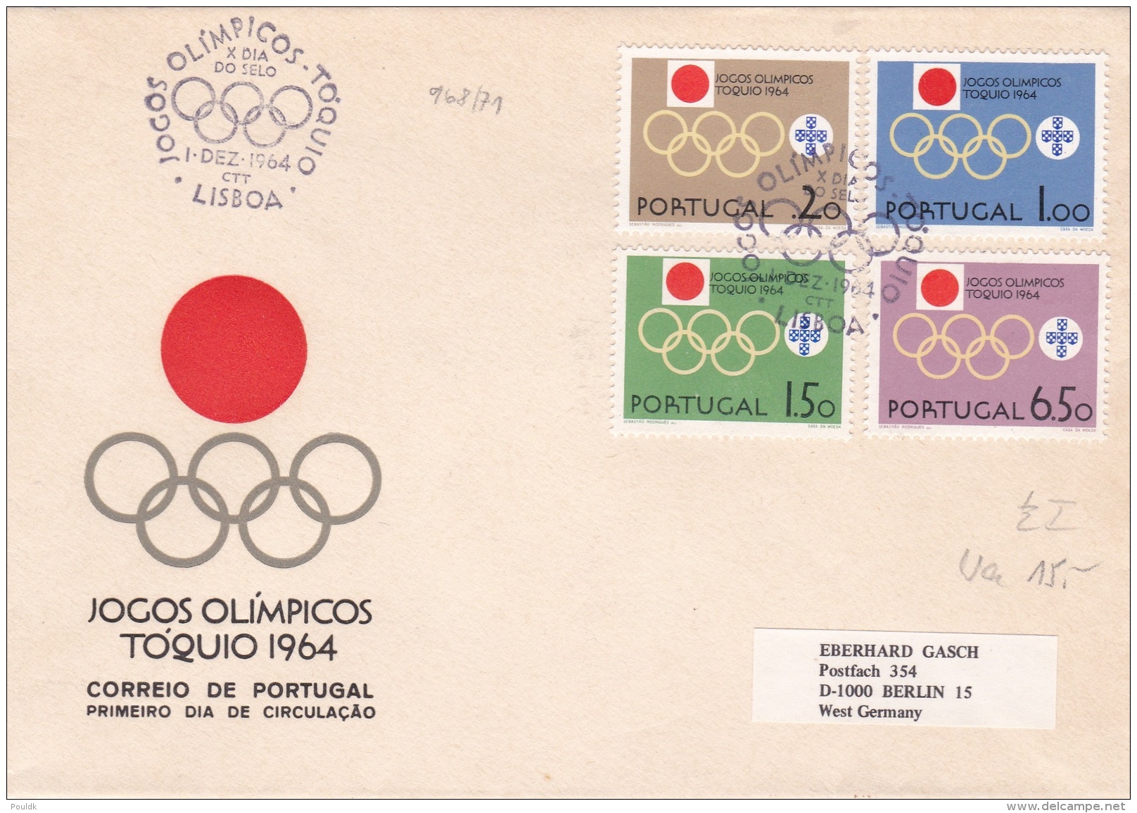 Portugal FDC 1964 Olympic Games Tokyo (G93-26) - Sommer 1964: Tokio