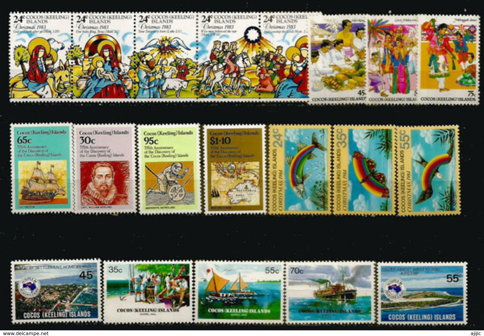 Lot De 20 Timbres Neufs  ILES COCOS En Séries Complètes, (including Barrel Mail,discovery In 1609,etc) Côte 35,00 € EUR - Vrac (max 999 Timbres)