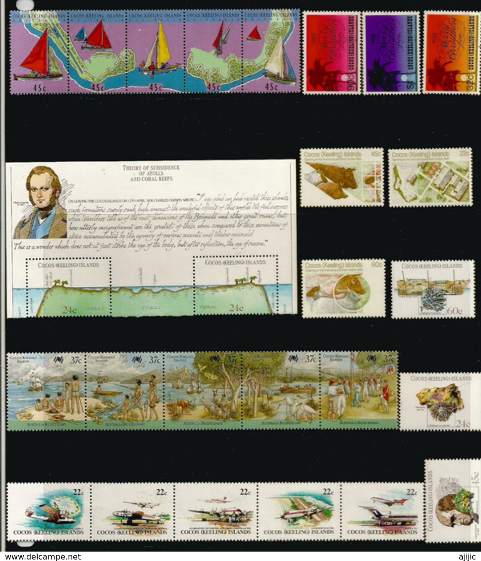 Lot De 26 Timbres Neufs  ILES COCOS En Séries Complètes, (including Charles Darwin Visit 1832,etc) Côte  40,00 € EUR - Vrac (max 999 Timbres)