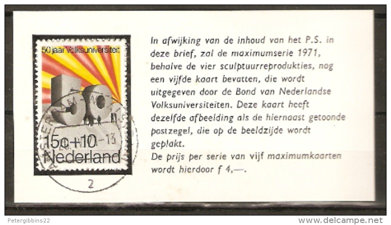 Netherlands  1971  SG  1126  Health And Social Welfare Funds  Maxi Card - Covers & Documents