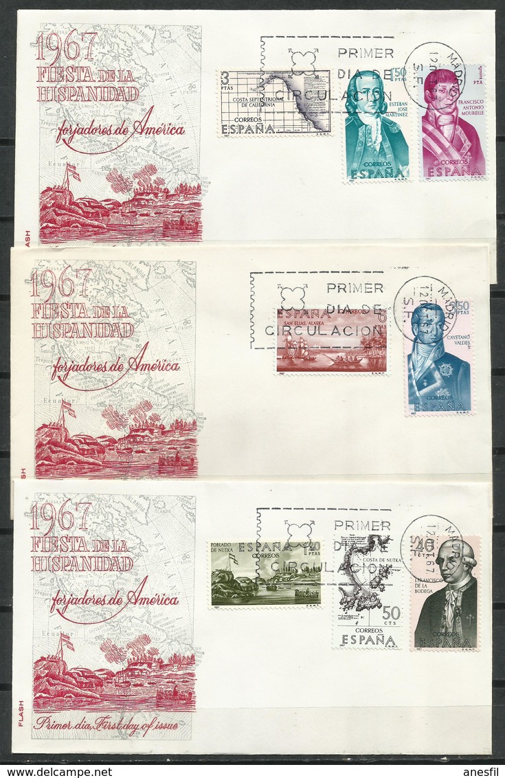 España. SPD.  1967. Forjadores De América. Serie Completa. - FDC