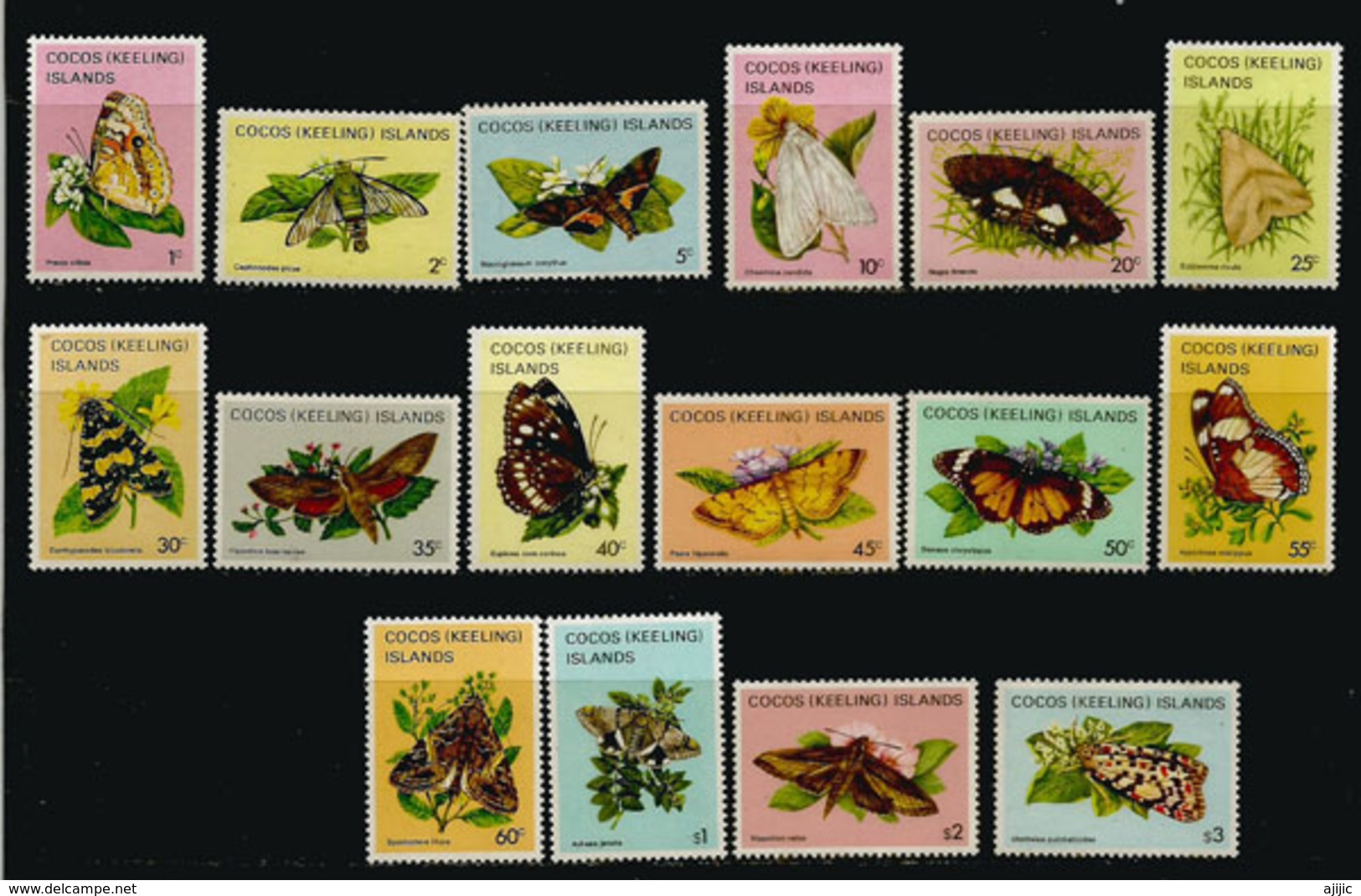 Papillons Des ILES COCOS. Océan Indien,   16 Timbres Neufs ** En Séries Complètes.  Côte  35,00  € EUR - Cocos (Keeling) Islands