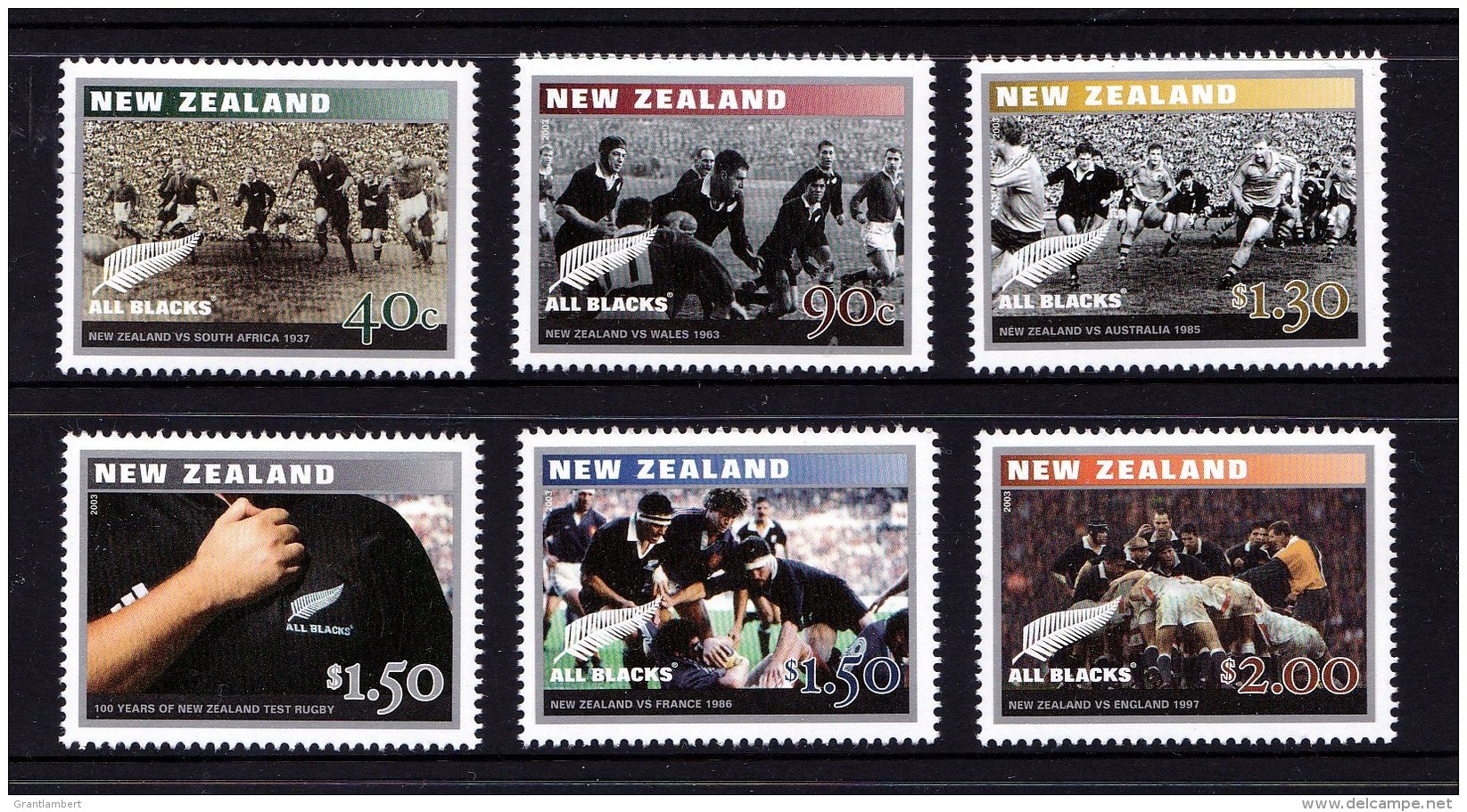 New Zealand 2003 All Blacks Rugby Set Of 6 MNH - Unused Stamps