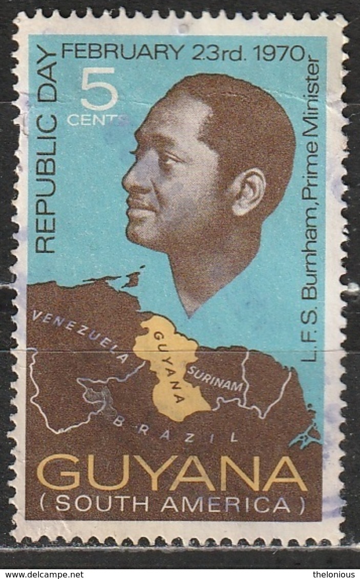 Guiana 1970 L. F. S. Burnham, Prime Minister - Capi Di Stato | Mappe - Guiana (1966-...)