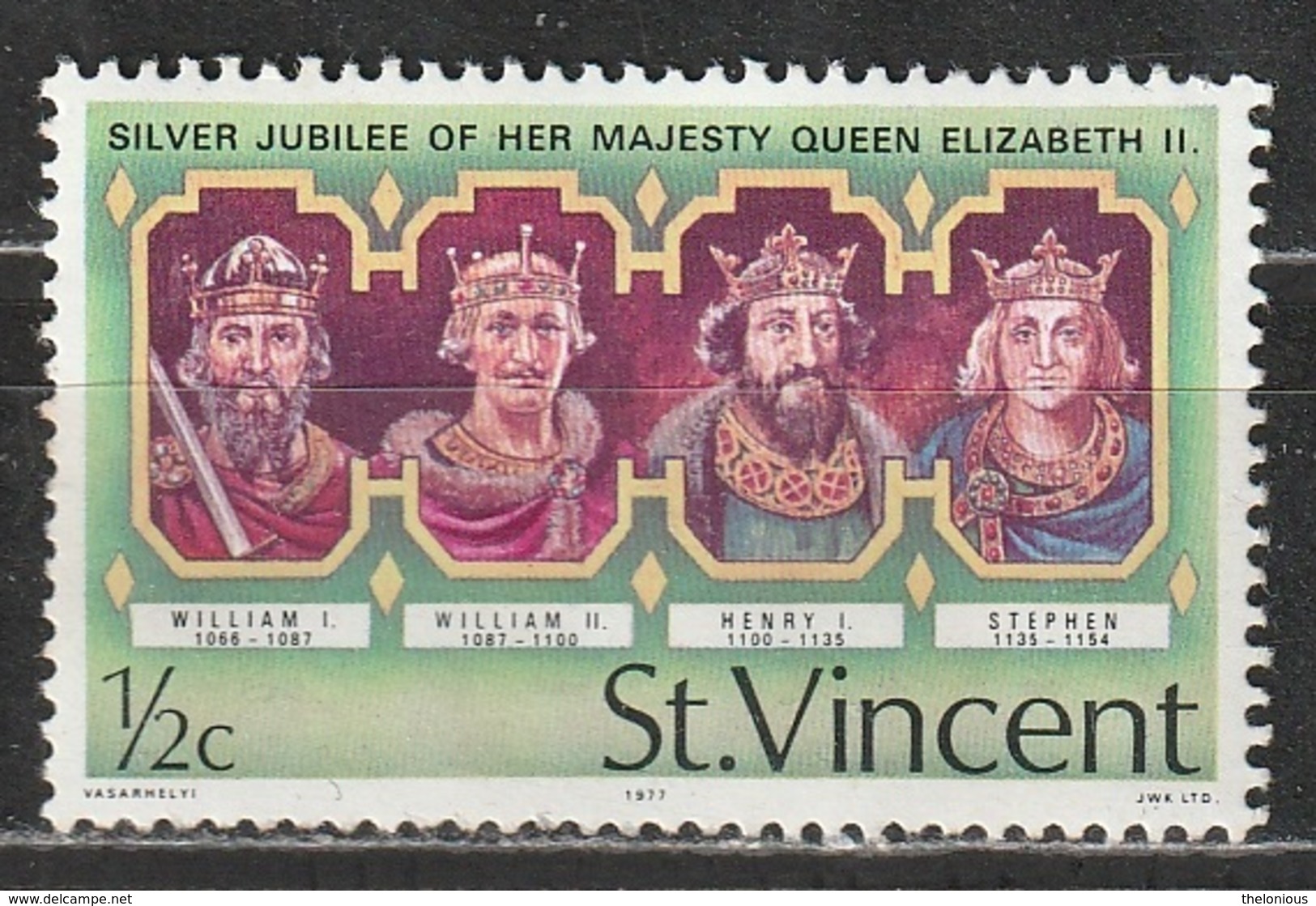 St.Vincent E Grenadine 1977 William I, William II, Henry I, Stephen - Dipinti | Re - St.Vincent Und Die Grenadinen