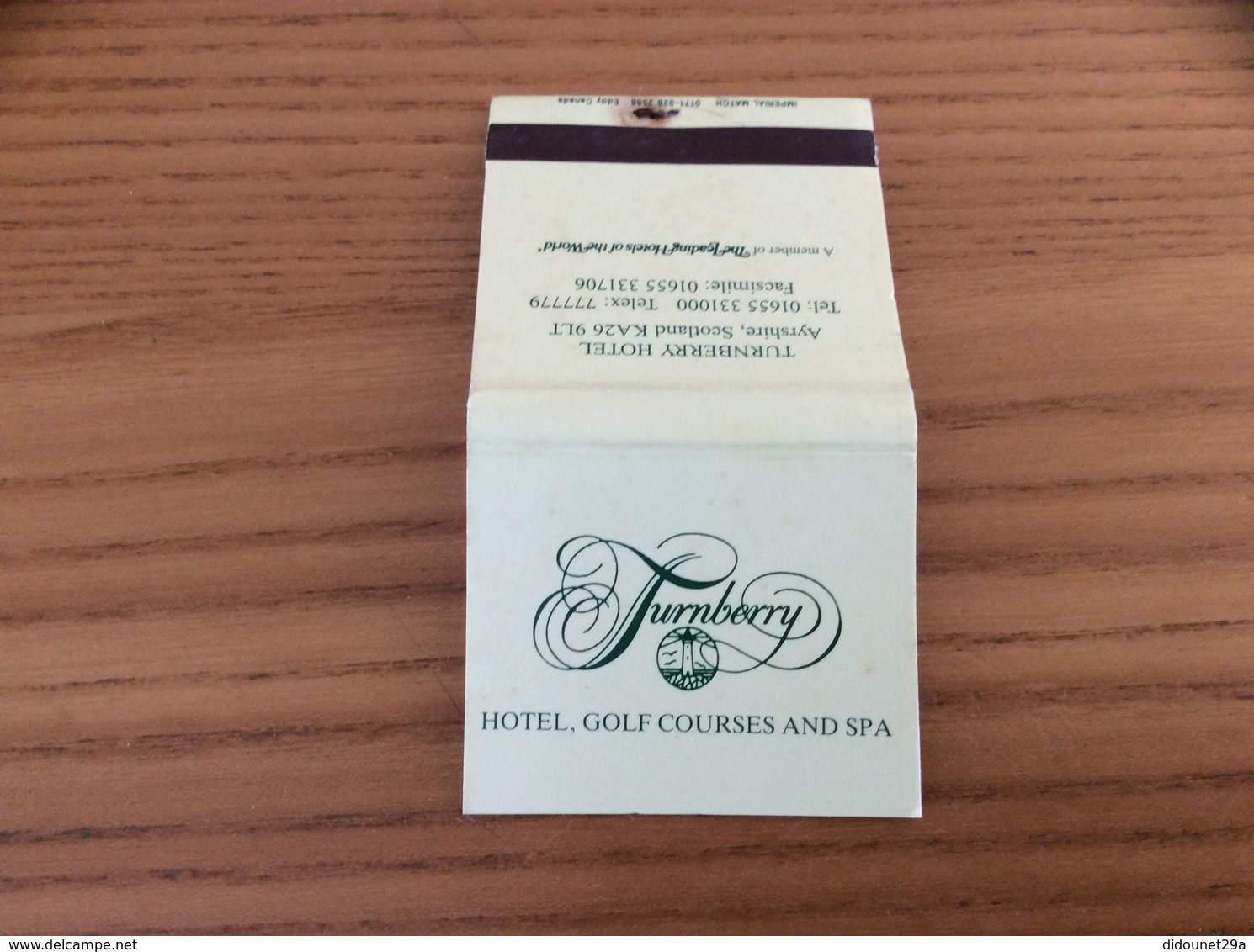 Pochette D'allumettes ECOSSE "TURNBERRY HOTEL - Ayrshire" (phare) - Luciferdozen