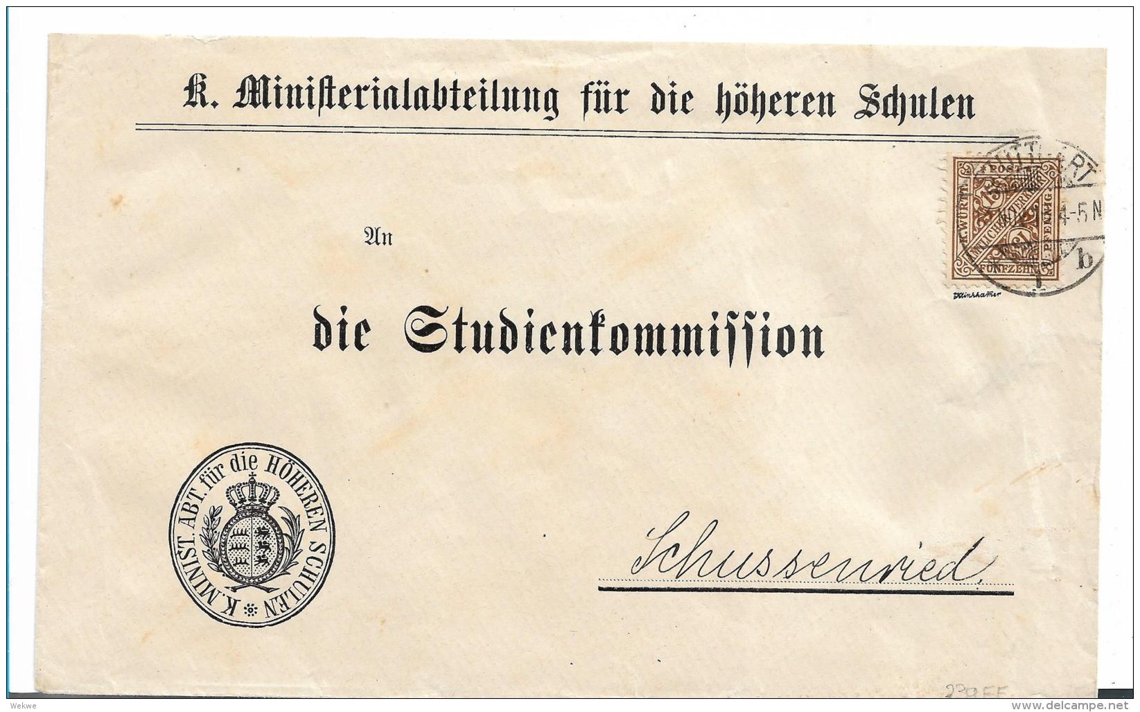 WTB216 /  WÜRTTEMBERG - Dienstsache 1918, Stuttgart Nach Schussenried - Covers & Documents