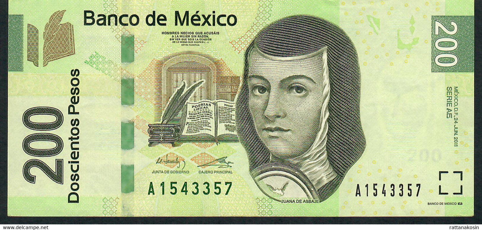 MEXICO  P125i 200 PESOS 24.6.2011 Serie AE  VF NO P.h. ! - Mexique