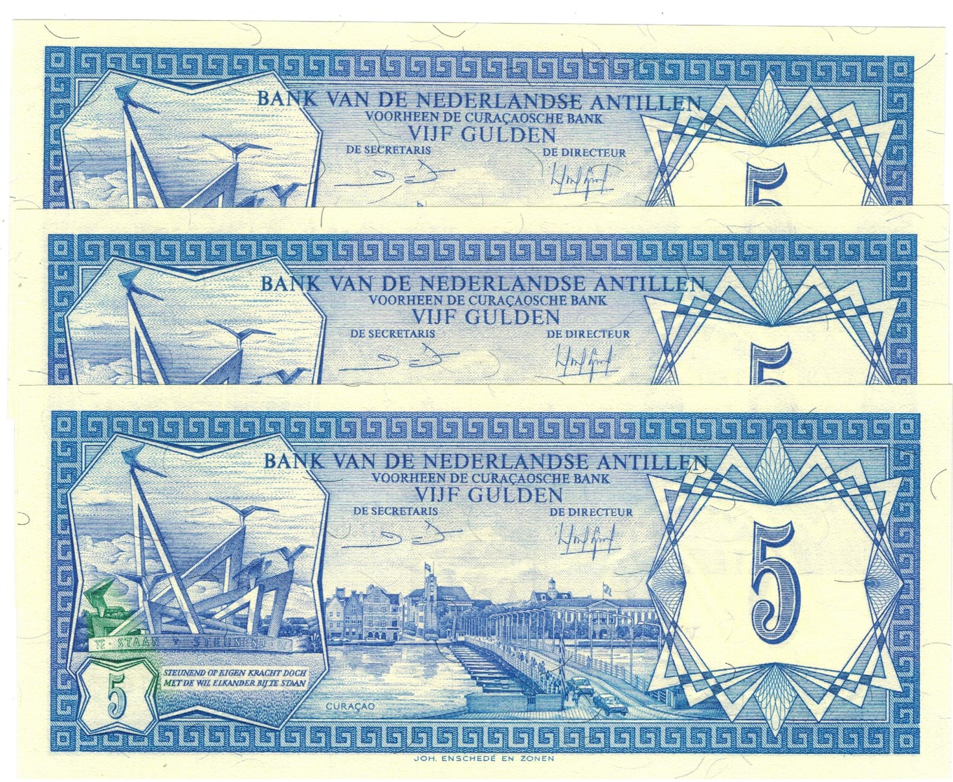 Netherlands Antilles, 5 Gulden 1984, X3 NO CONSEC. UNC. - Antille Olandesi (...-1986)