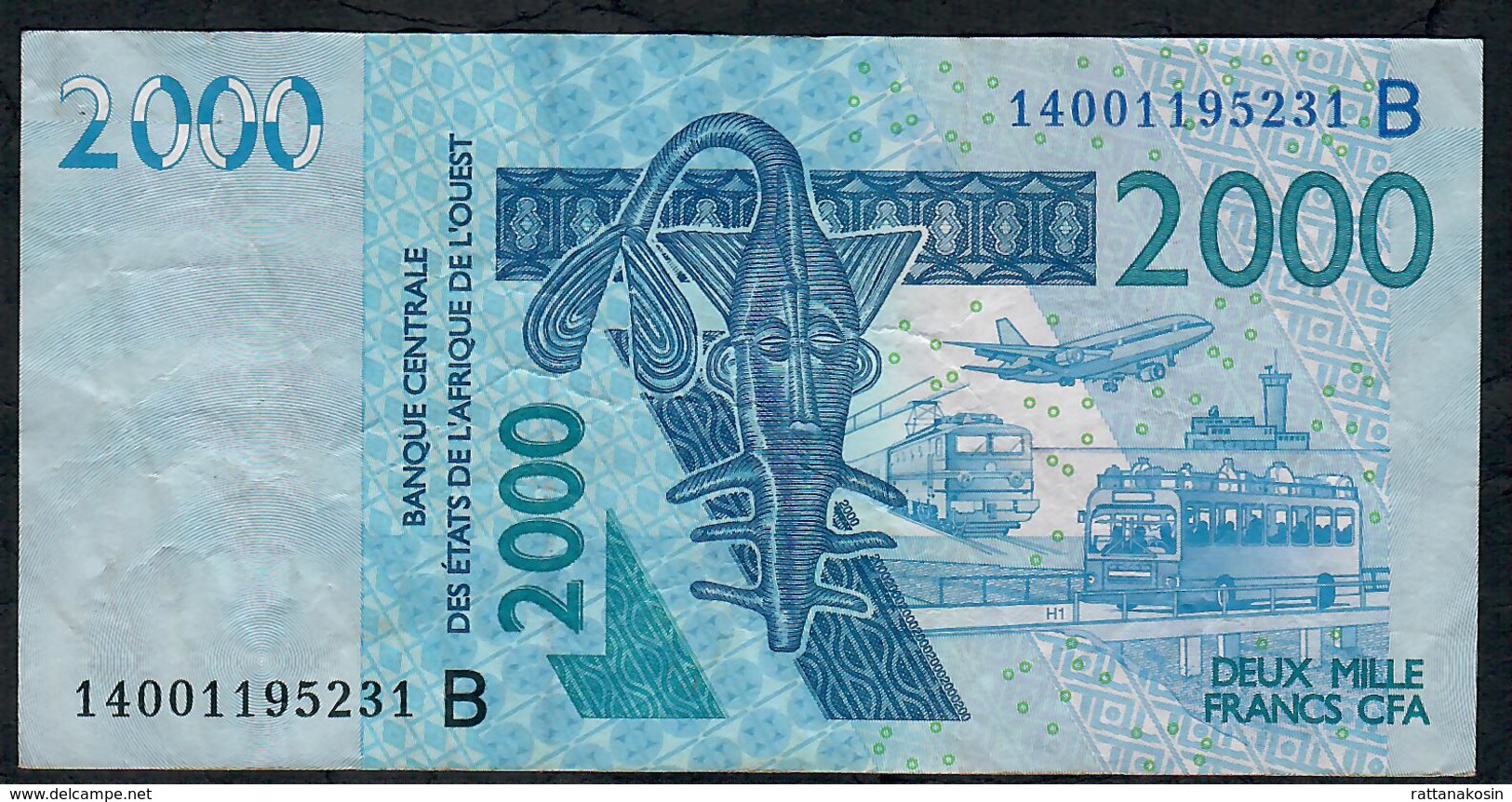 W.A.S. BENIN P216Bn 2000 FRANCS (20)14 FINE NO P.h. - Benin