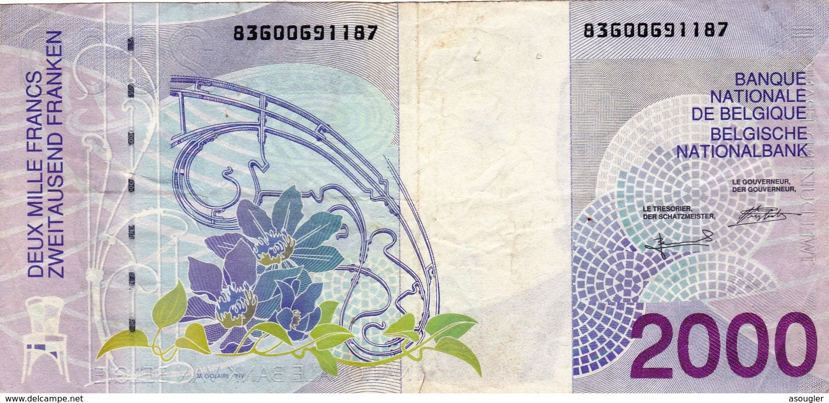 BELGIUM 2000 FRANCS ND (1994-2001) VF P-151 (free Shipping Via Registered Air Mail) - 2000 Francs