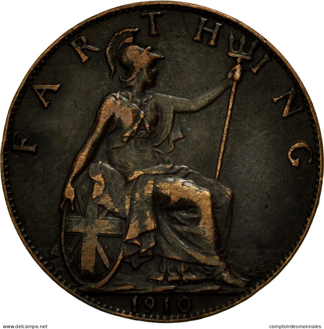 Monnaie, Grande-Bretagne, Edward VII, Farthing, 1910, TTB, Bronze, KM:792 - B. 1 Farthing