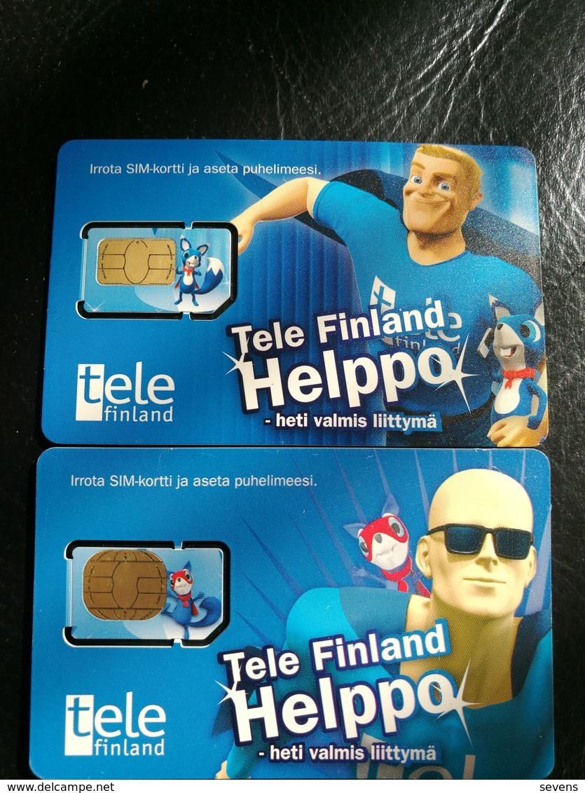 Telefinlans GSM SIM Card,Helppo,A Pair Of Mint, Cards With A Little Scratch. - Finland