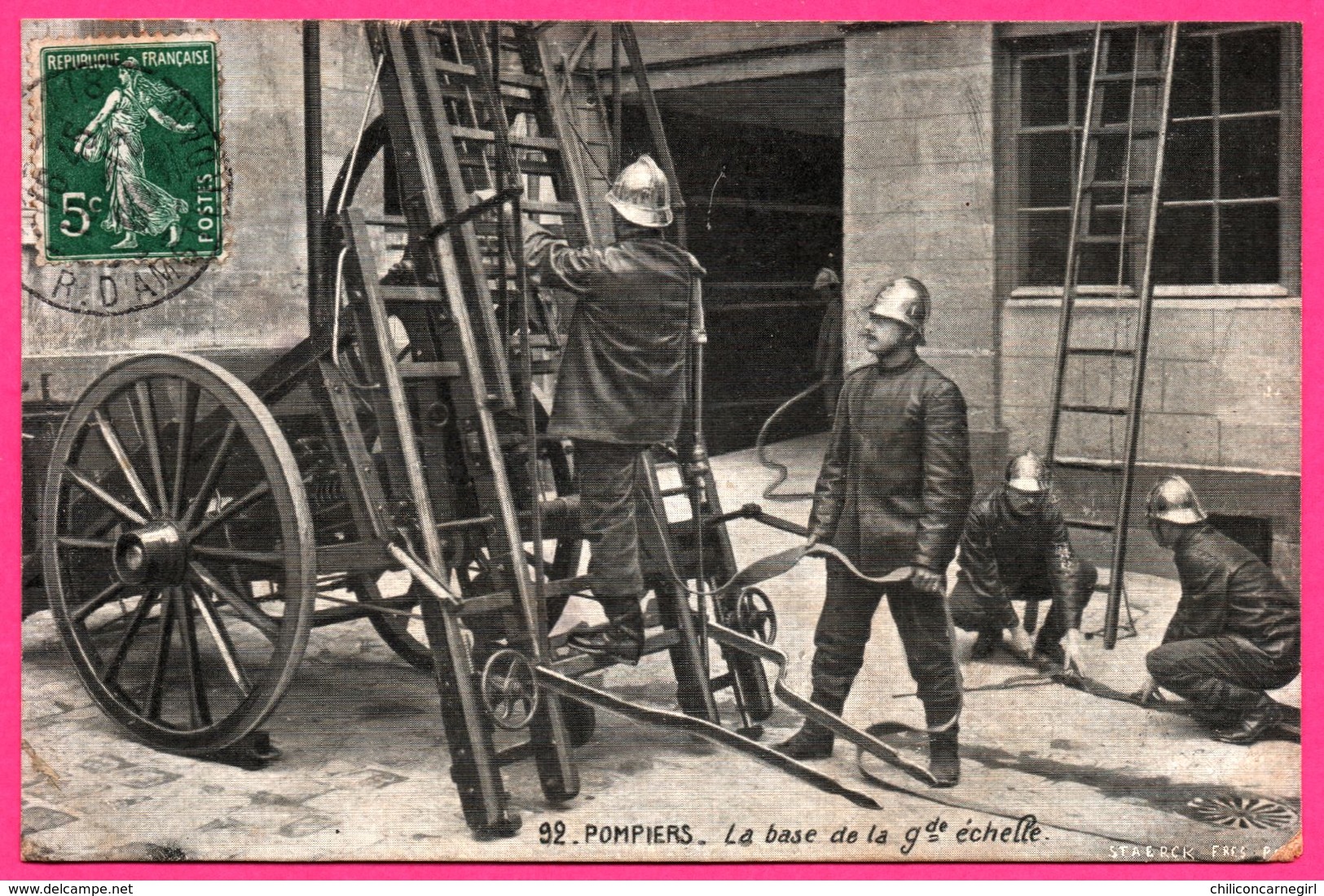 Pompiers - La Base De La Grande Echelle - Animée - STAERCK Frères - 1903 - Sapeurs-Pompiers