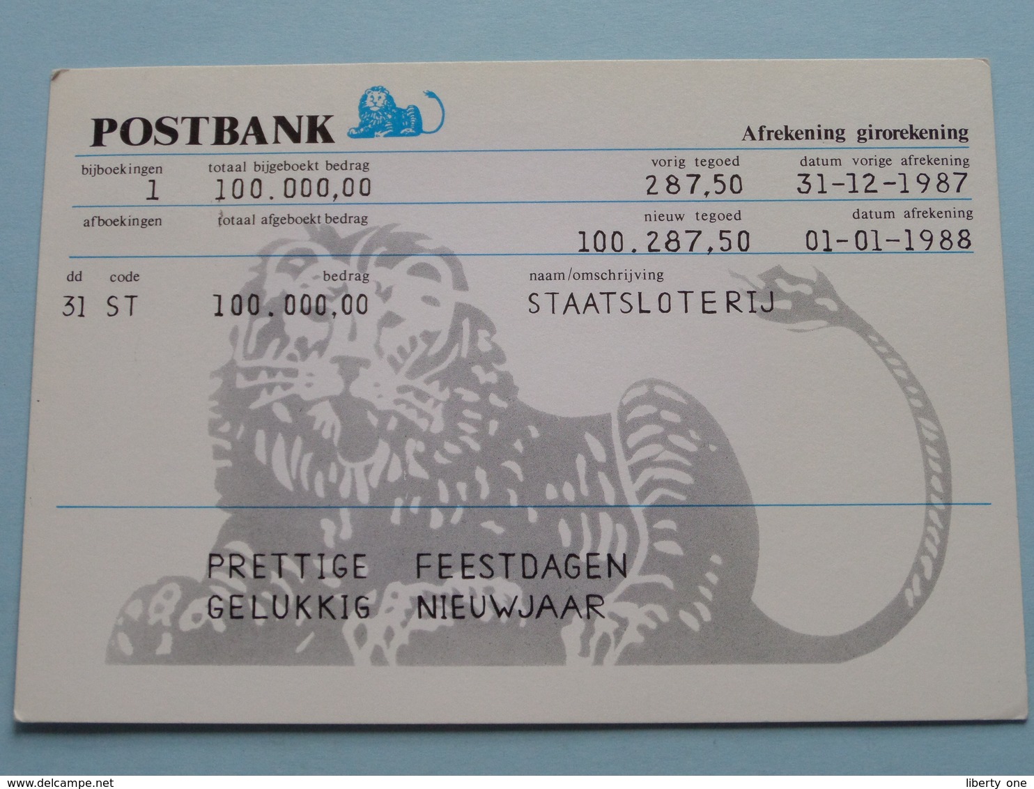 POSTBANK ( Prettige Feestdagen ) Art Unlimited Amsterdam / Anno 1987 ( Tjalf Sparnaay 1987 Afschrift : Zie Foto's ) ! - Banques