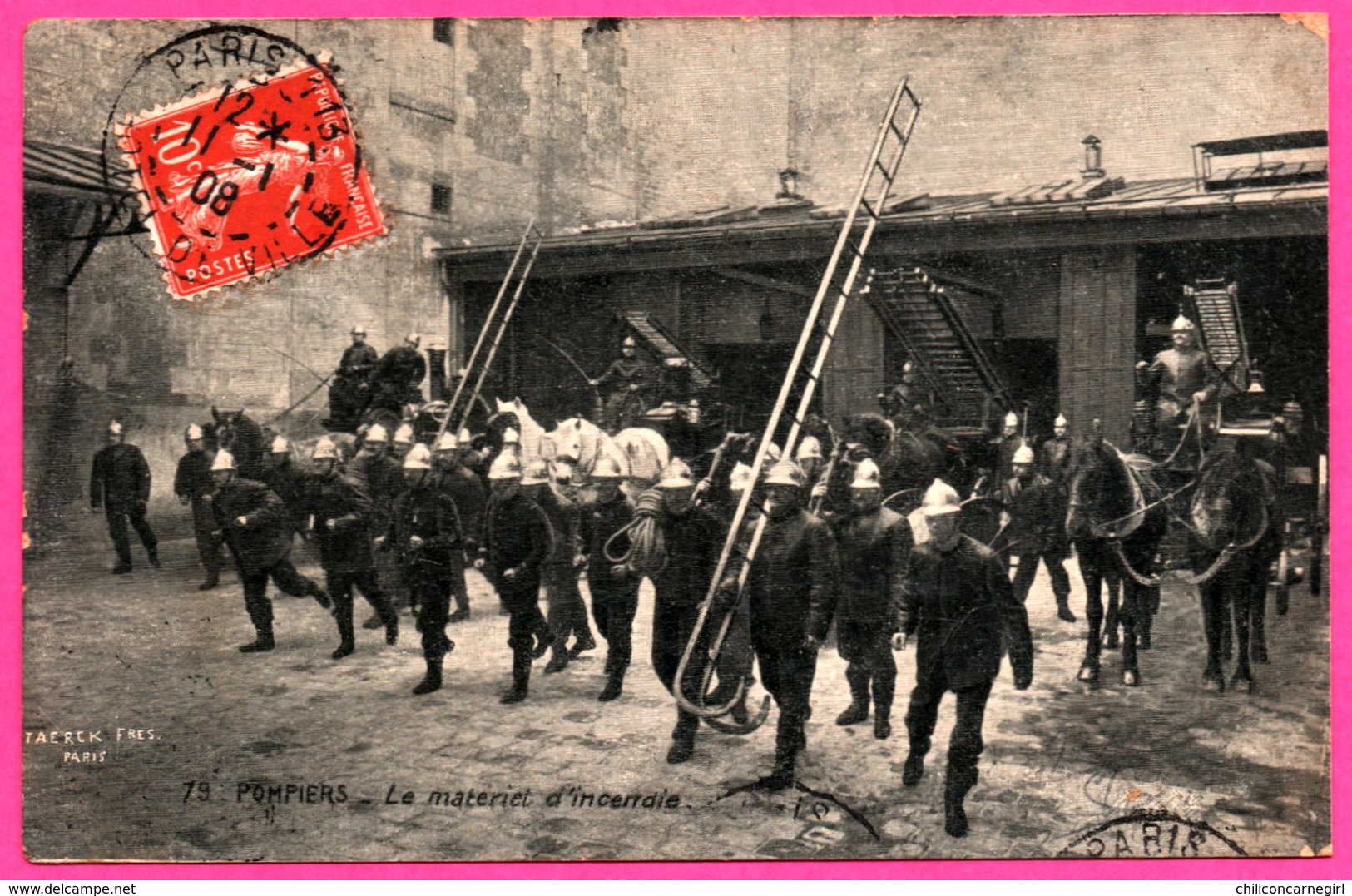 Pompiers - Le Matériel D'Incendie - Atellage - Echelle - Animée - STAERCK Frères - 1908 - Sapeurs-Pompiers