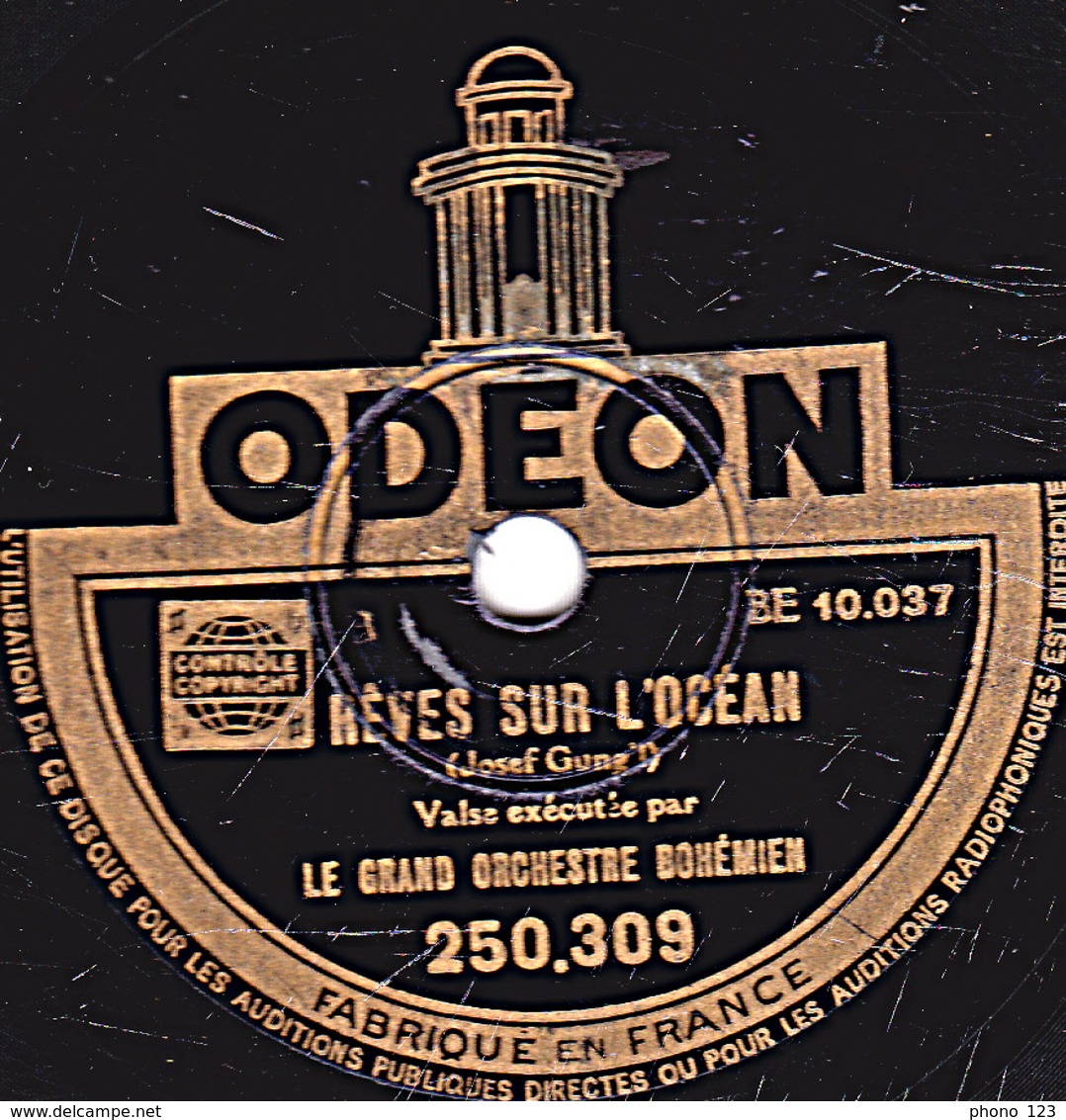 78 T. 25 Cm  état TB -  LE GRAND ORCHESTRE BOHEMIEN - LA VAGUE - RÊVES SUR L'OCEAN - 78 T - Disques Pour Gramophone