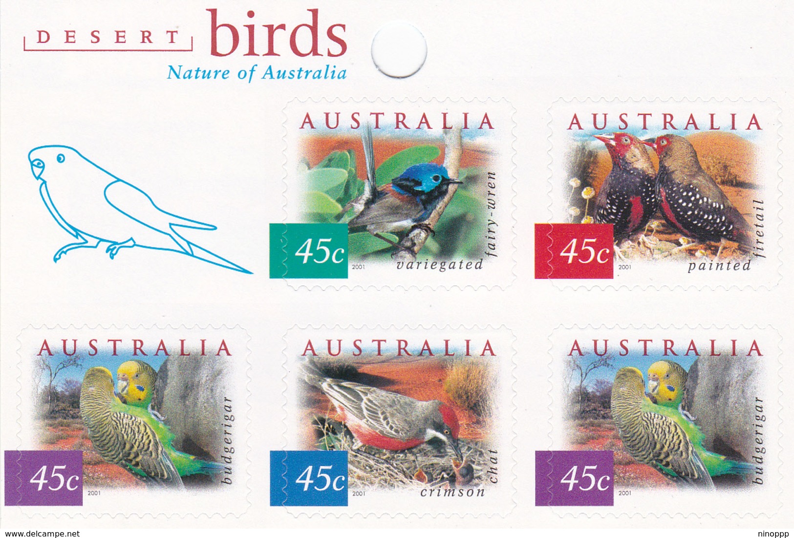 Australia ASC 1935h 2001 Desert Birds Sheetlet, Mint Never Hinged - Mint Stamps