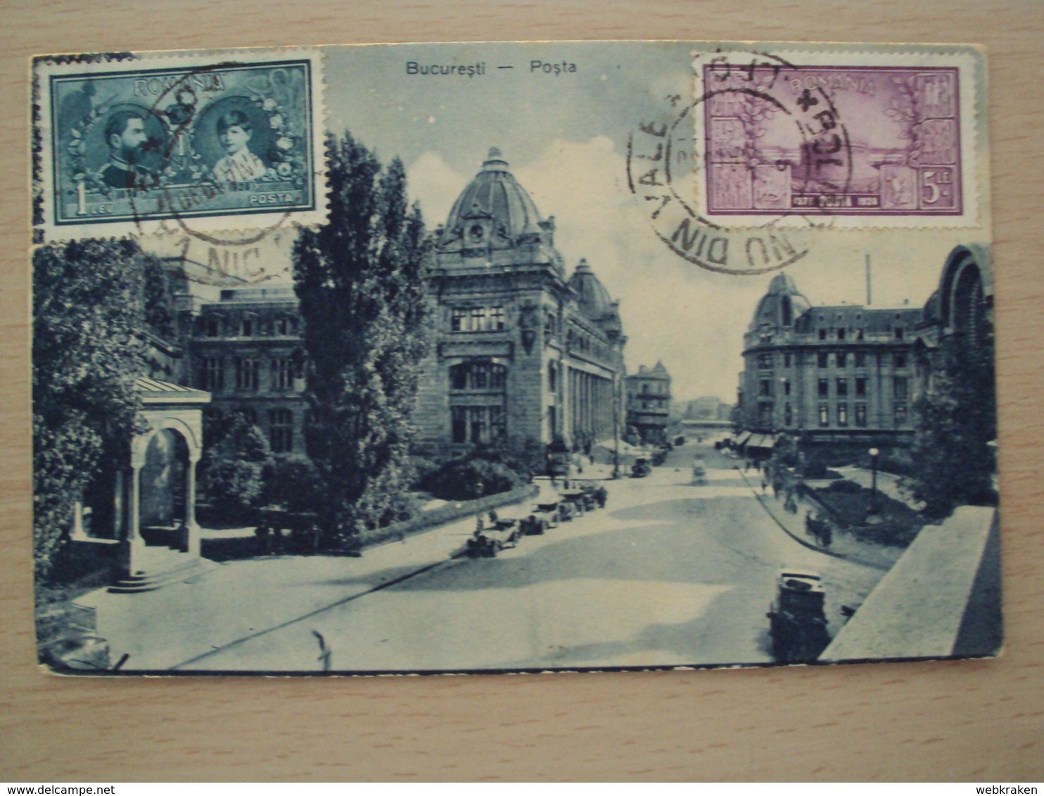 ROMANIA ROMANIE CARTOLINA DA BUCURESTI BUCAREST CON FRANCOBOLLI COMMEMORATIVI STORIA POSTALE - Rumania